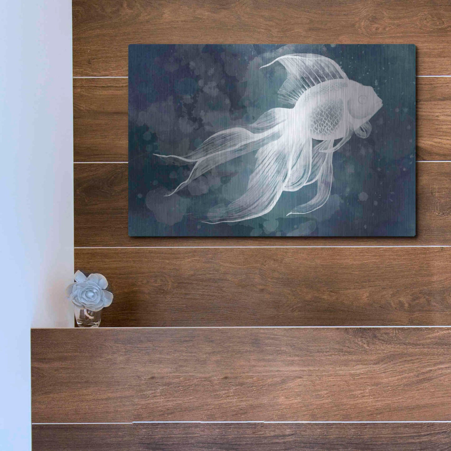 Luxe Metal Art 'Indigo Fish II' by Grace Popp Metal Wall Art,16x12