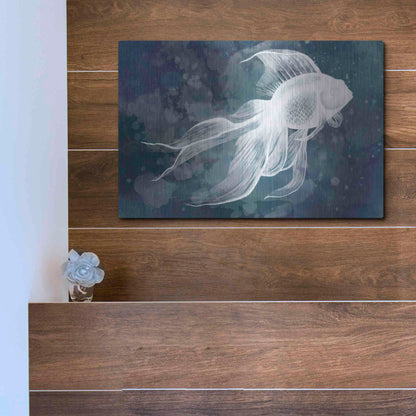 Luxe Metal Art 'Indigo Fish II' by Grace Popp Metal Wall Art,16x12
