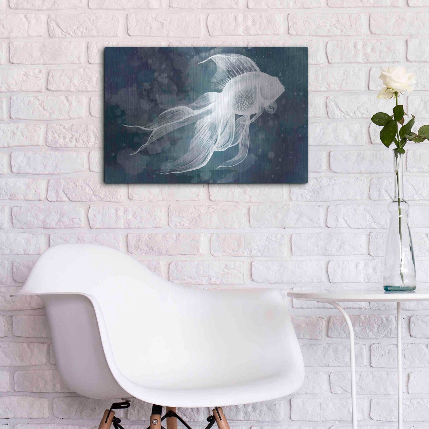 Luxe Metal Art 'Indigo Fish II' by Grace Popp Metal Wall Art,24x16