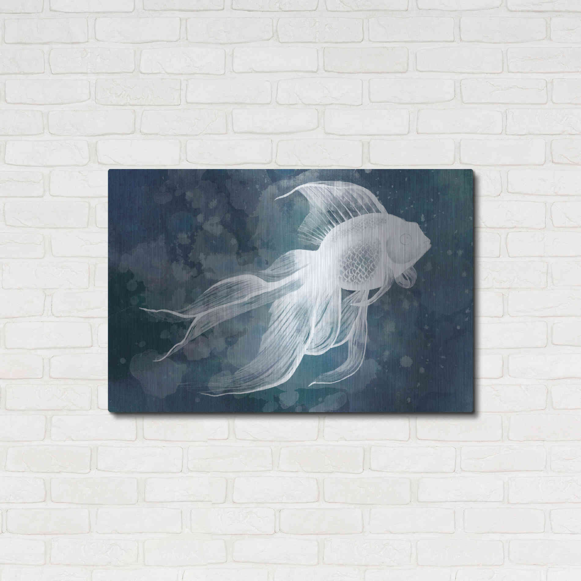 Luxe Metal Art 'Indigo Fish II' by Grace Popp Metal Wall Art,36x24