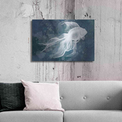 Luxe Metal Art 'Indigo Fish II' by Grace Popp Metal Wall Art,36x24