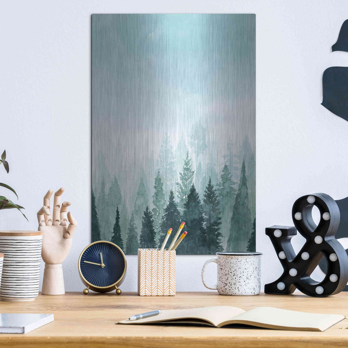 Luxe Metal Art 'Into the Trees I' by Grace Popp Metal Wall Art,12x16