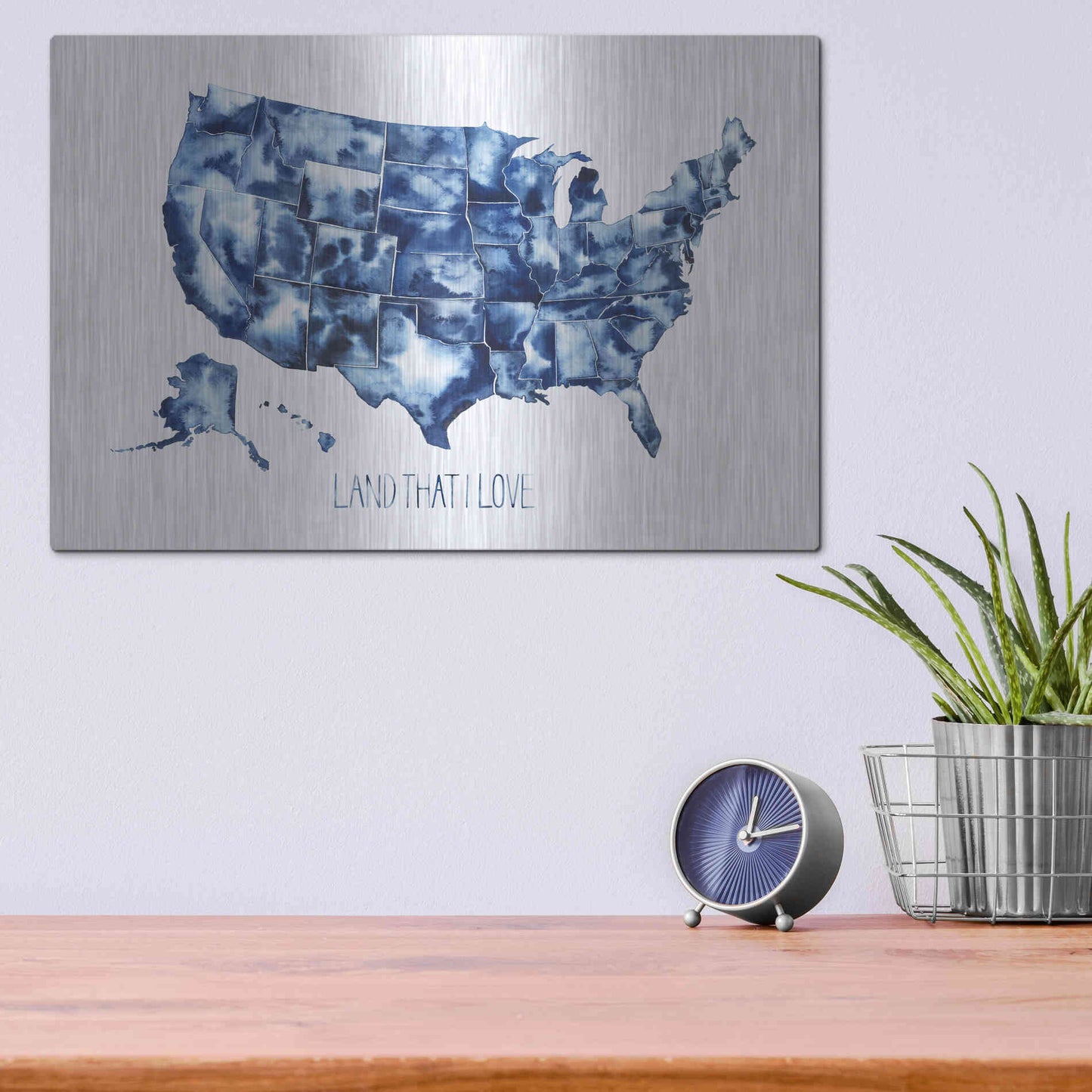 Luxe Metal Art 'Land that I Love' by Grace Popp Metal Wall Art,16x12