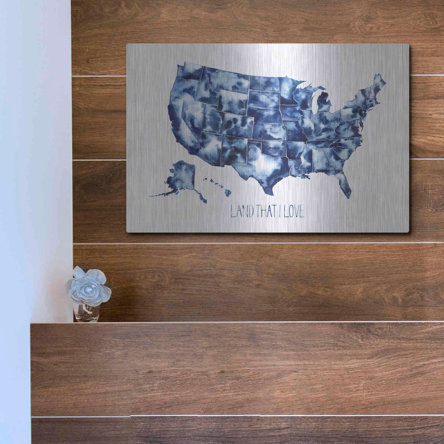 Luxe Metal Art 'Land that I Love' by Grace Popp Metal Wall Art,16x12