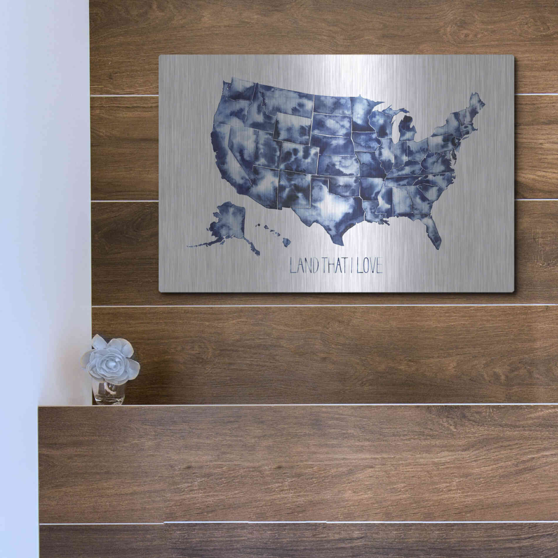 Luxe Metal Art 'Land that I Love' by Grace Popp Metal Wall Art,16x12