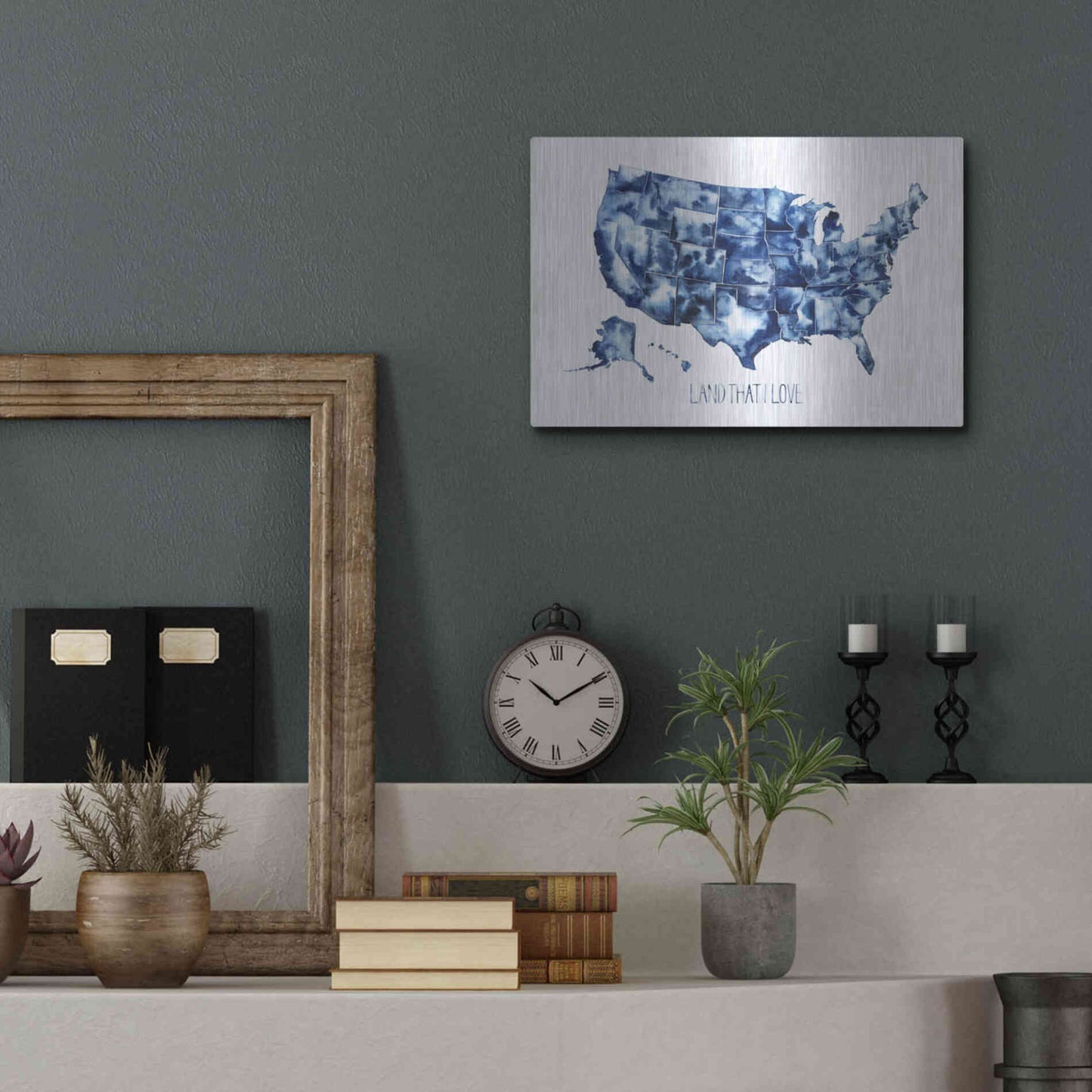 Luxe Metal Art 'Land that I Love' by Grace Popp Metal Wall Art,16x12