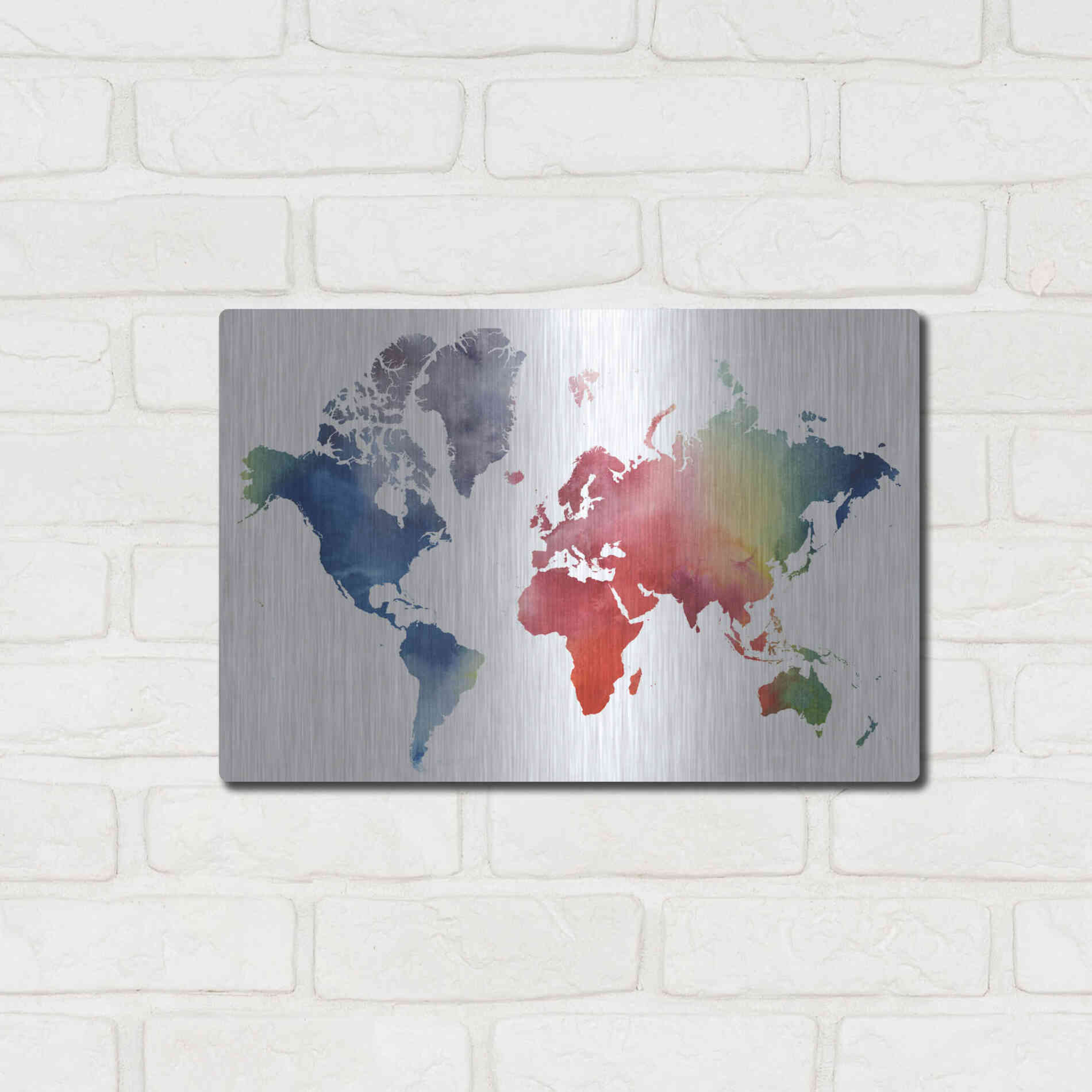 Luxe Metal Art 'Rainbow World' by Grace Popp Metal Wall Art,16x12
