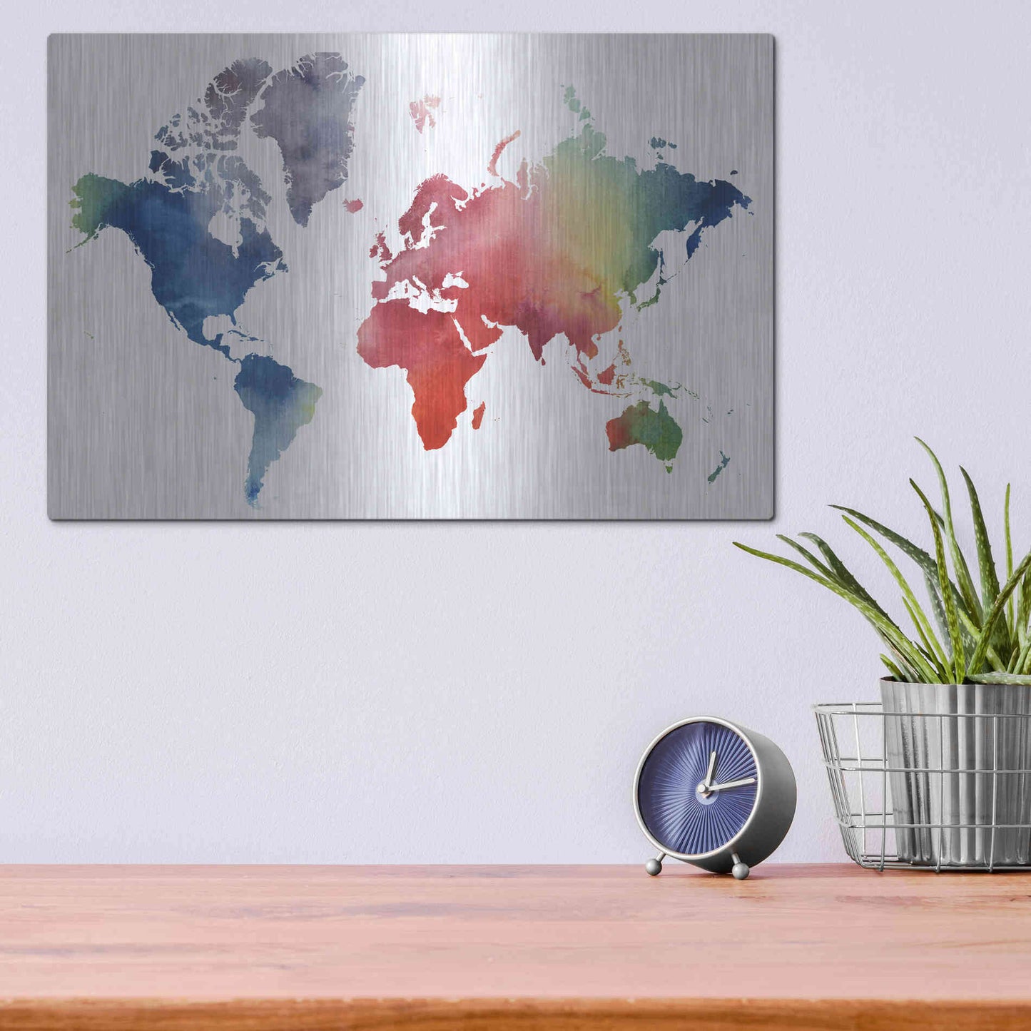 Luxe Metal Art 'Rainbow World' by Grace Popp Metal Wall Art,16x12
