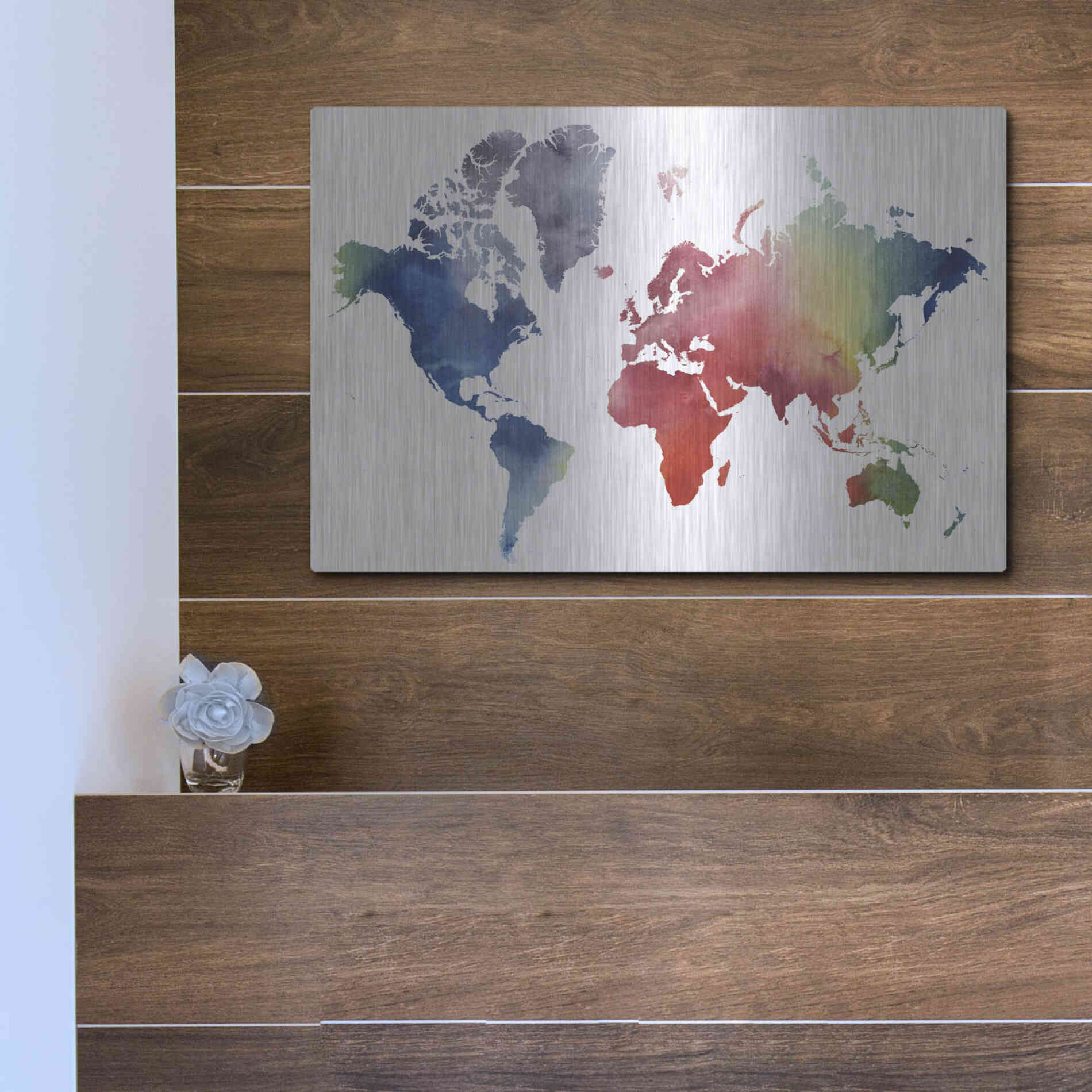 Luxe Metal Art 'Rainbow World' by Grace Popp Metal Wall Art,16x12