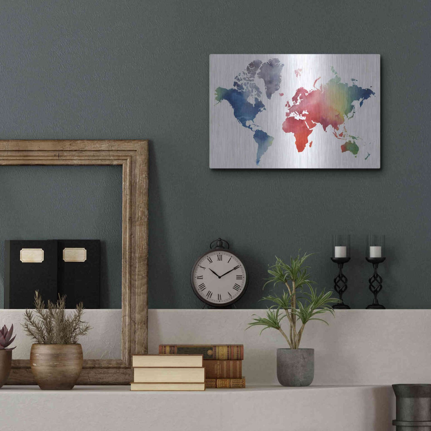 Luxe Metal Art 'Rainbow World' by Grace Popp Metal Wall Art,16x12