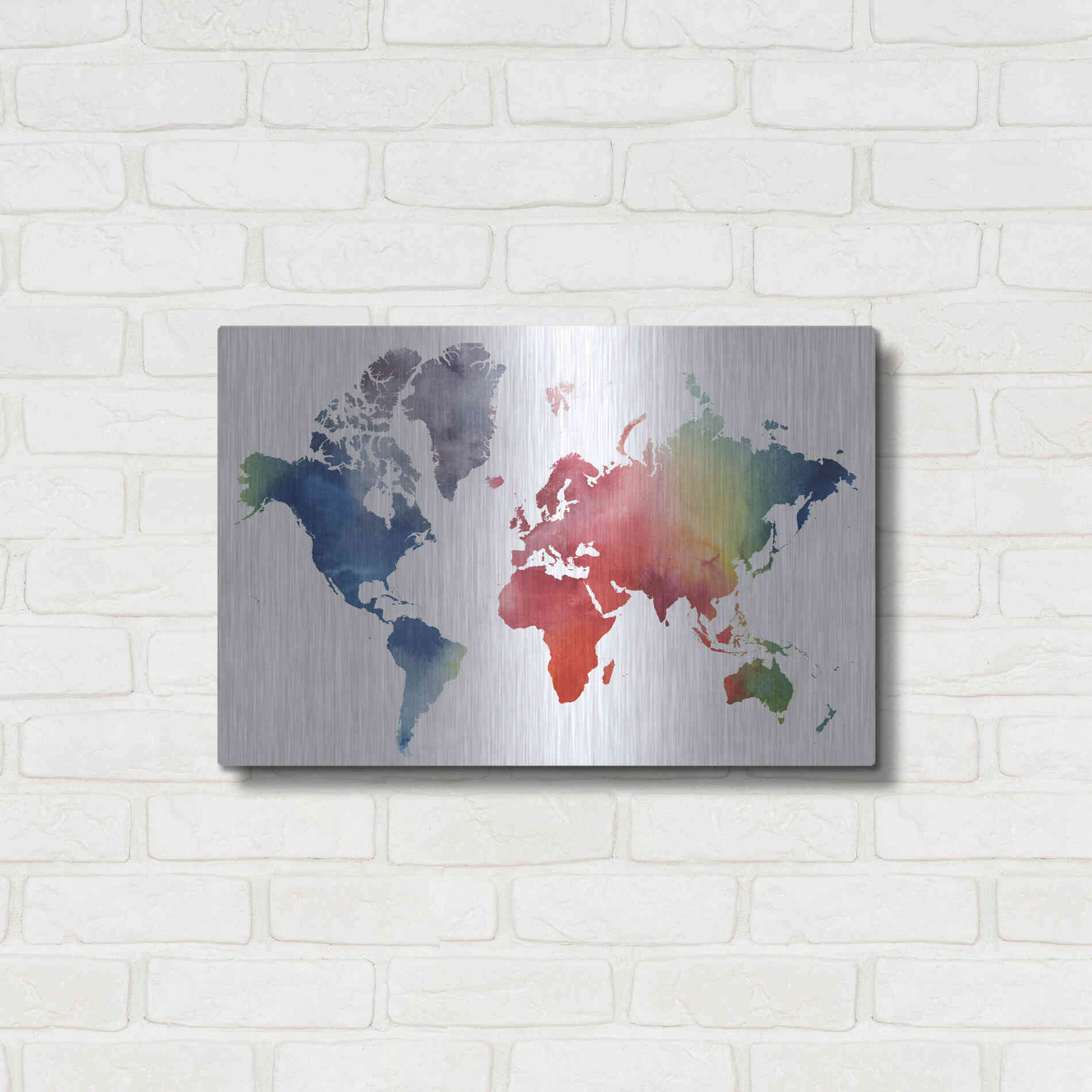 Luxe Metal Art 'Rainbow World' by Grace Popp Metal Wall Art,24x16