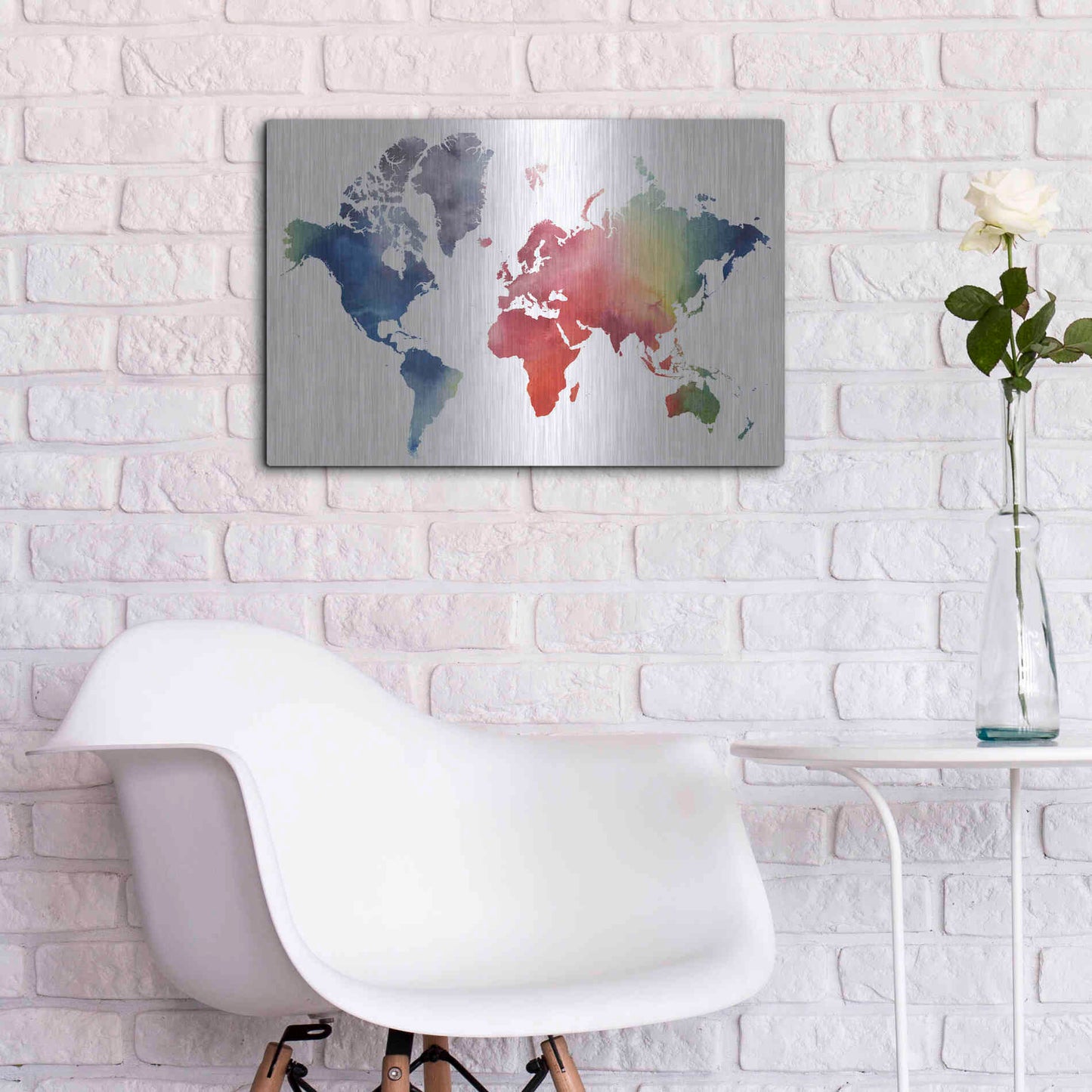 Luxe Metal Art 'Rainbow World' by Grace Popp Metal Wall Art,24x16
