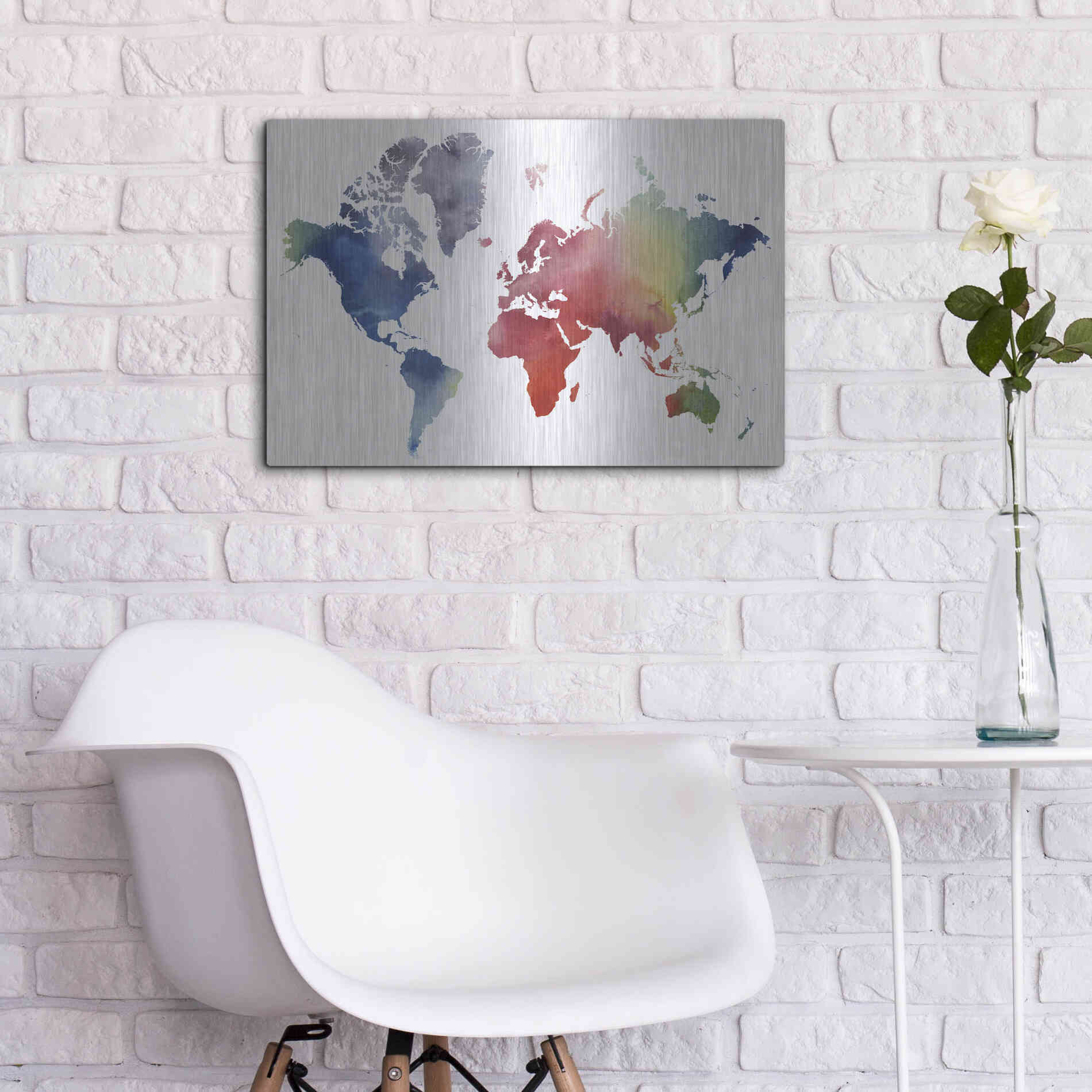 Luxe Metal Art 'Rainbow World' by Grace Popp Metal Wall Art,24x16