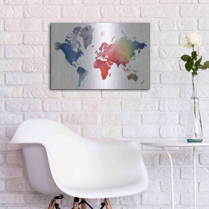 Luxe Metal Art 'Rainbow World' by Grace Popp Metal Wall Art,24x16