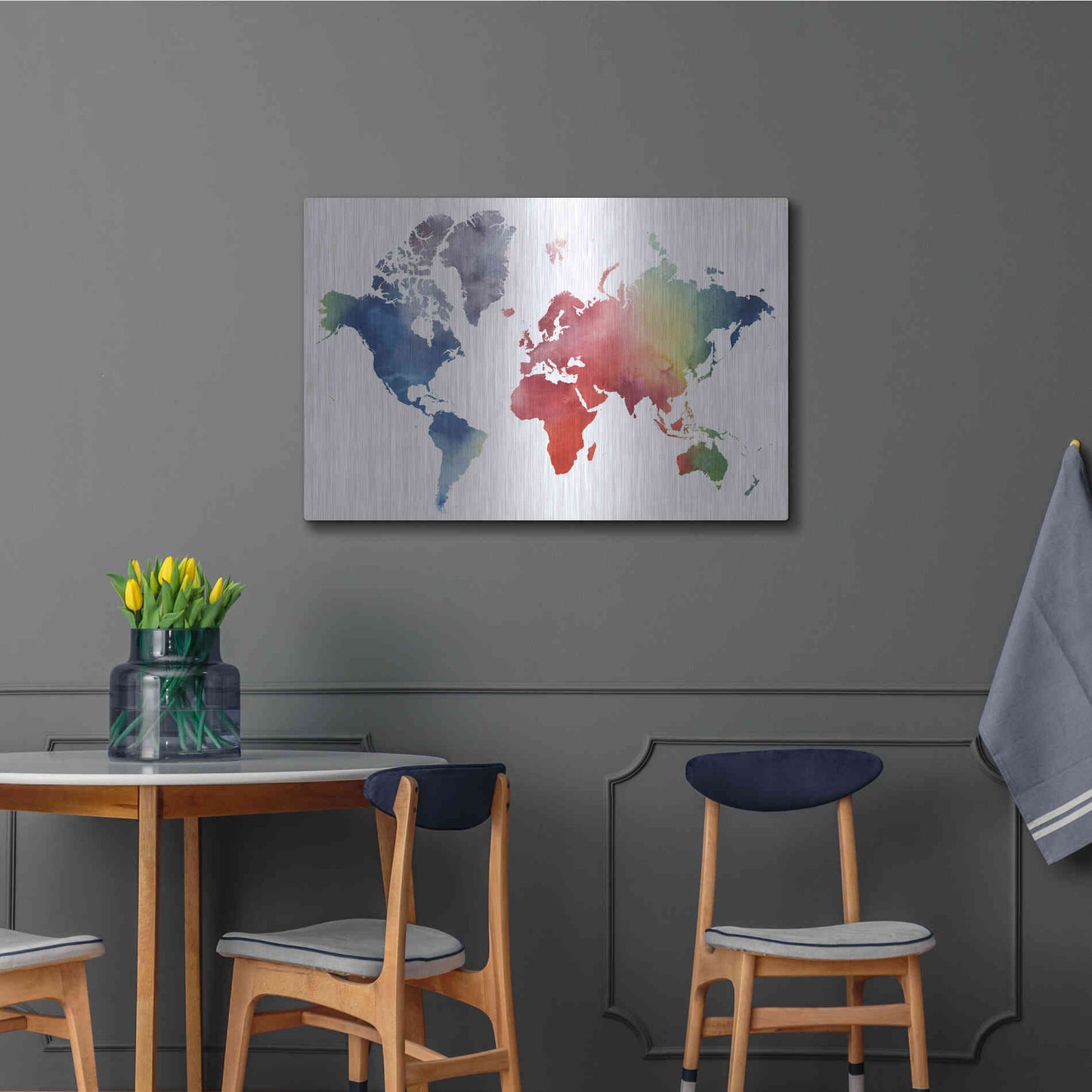 Luxe Metal Art 'Rainbow World' by Grace Popp Metal Wall Art,36x24