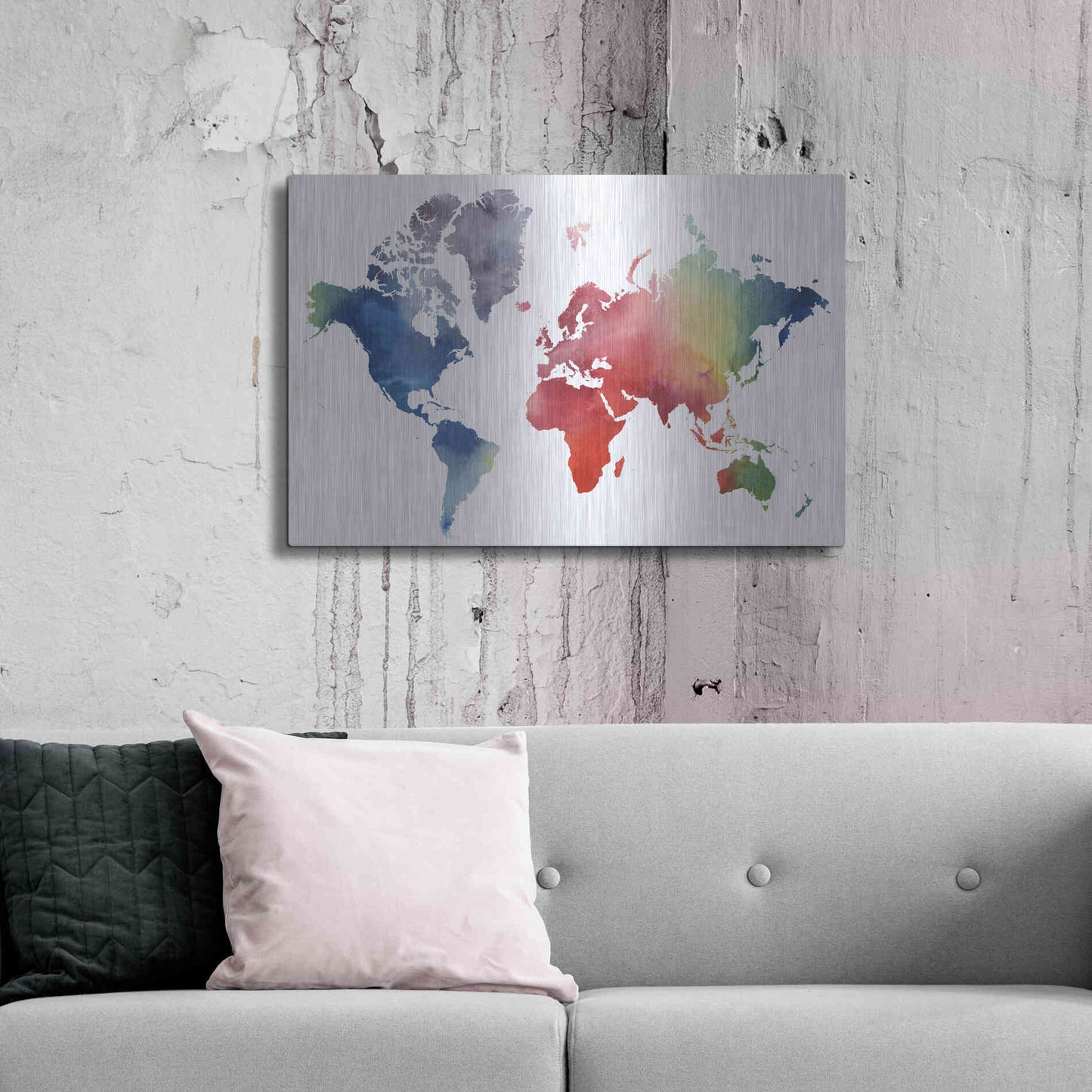 Luxe Metal Art 'Rainbow World' by Grace Popp Metal Wall Art,36x24