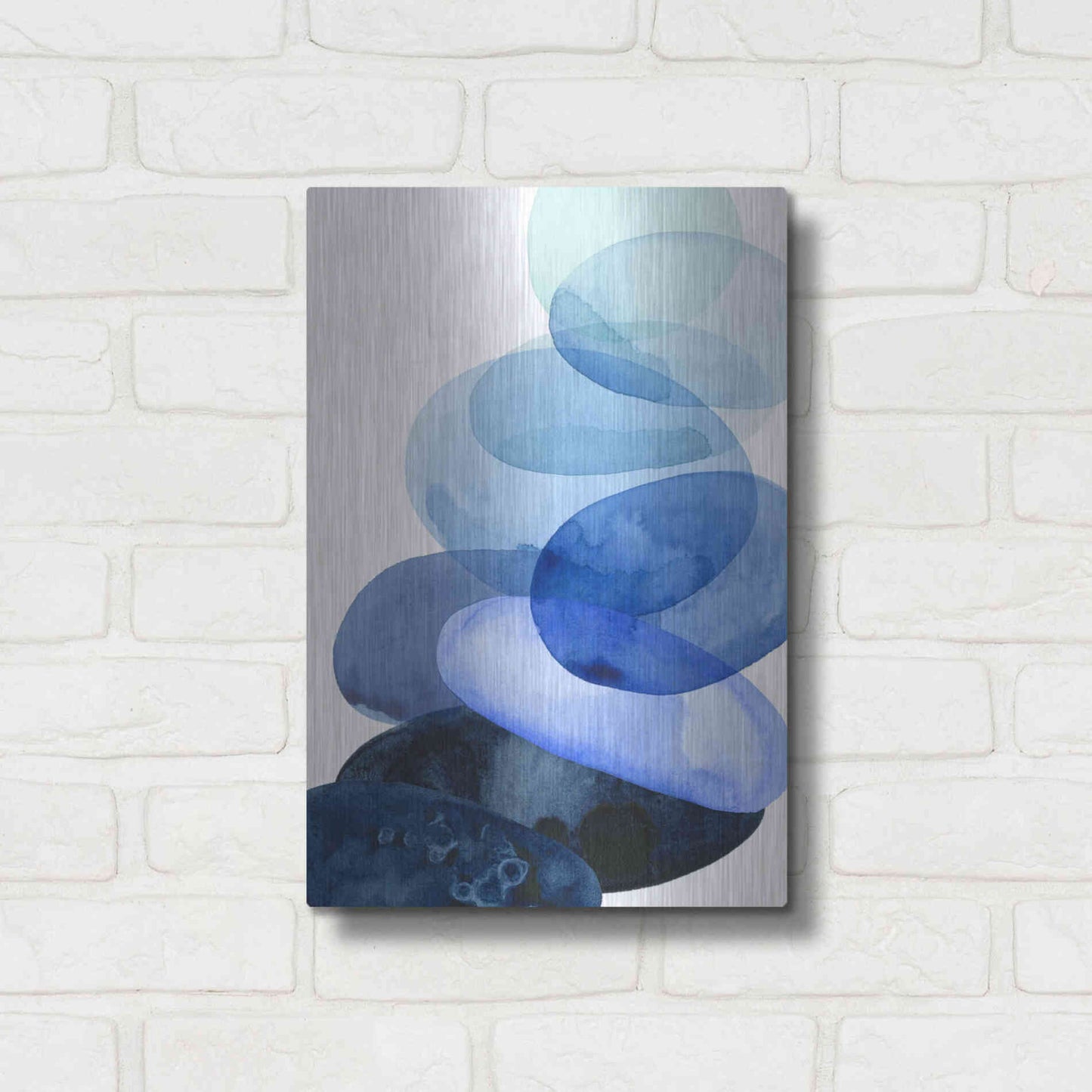 Luxe Metal Art 'River Worn Pebbles I' by Grace Popp Metal Wall Art,12x16