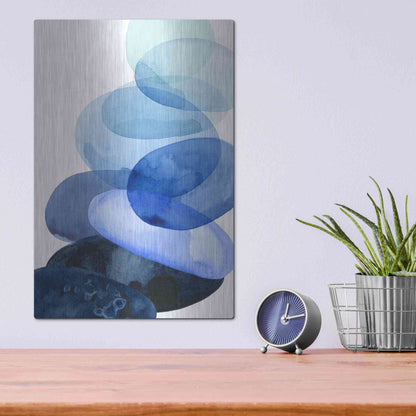 Luxe Metal Art 'River Worn Pebbles I' by Grace Popp Metal Wall Art,12x16