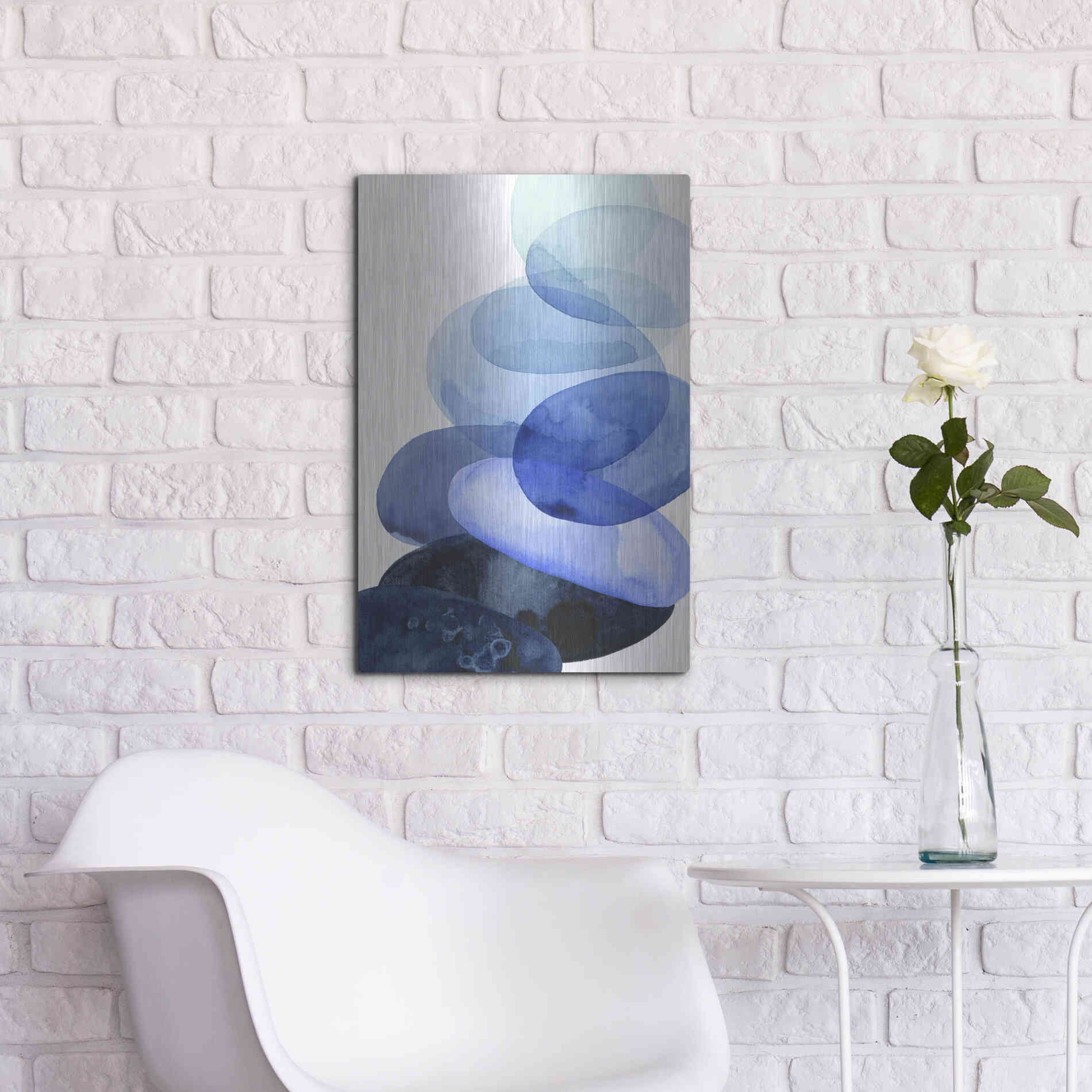 Luxe Metal Art 'River Worn Pebbles I' by Grace Popp Metal Wall Art,16x24