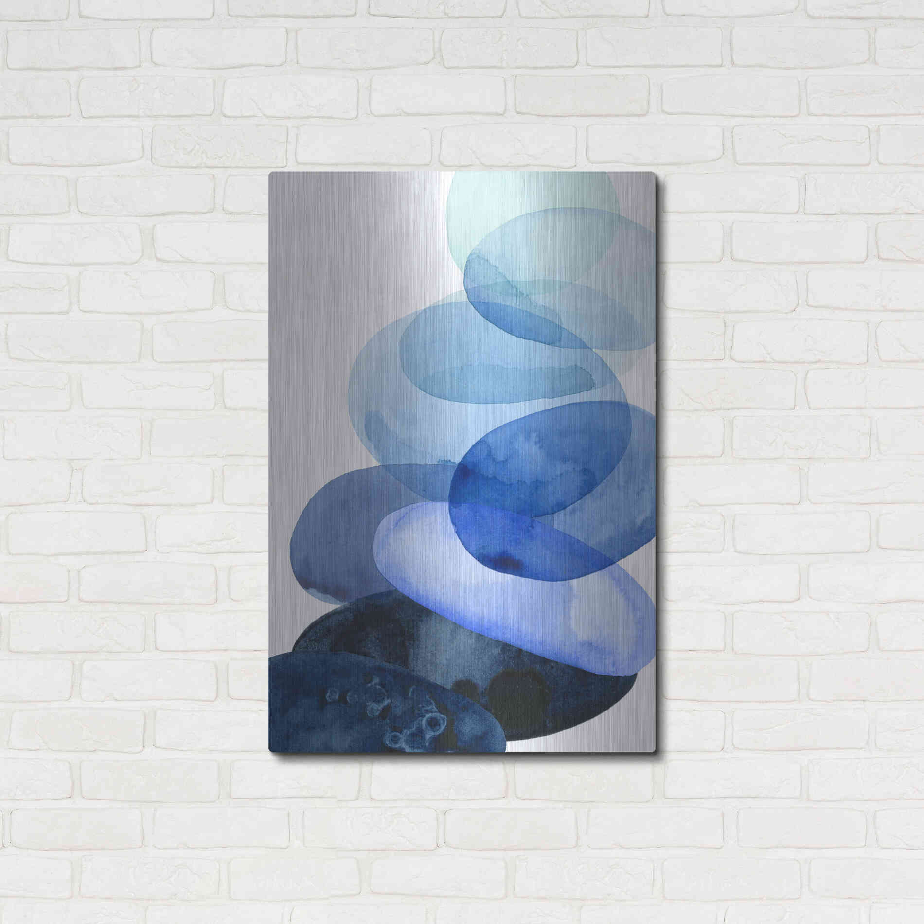 Luxe Metal Art 'River Worn Pebbles I' by Grace Popp Metal Wall Art,24x36