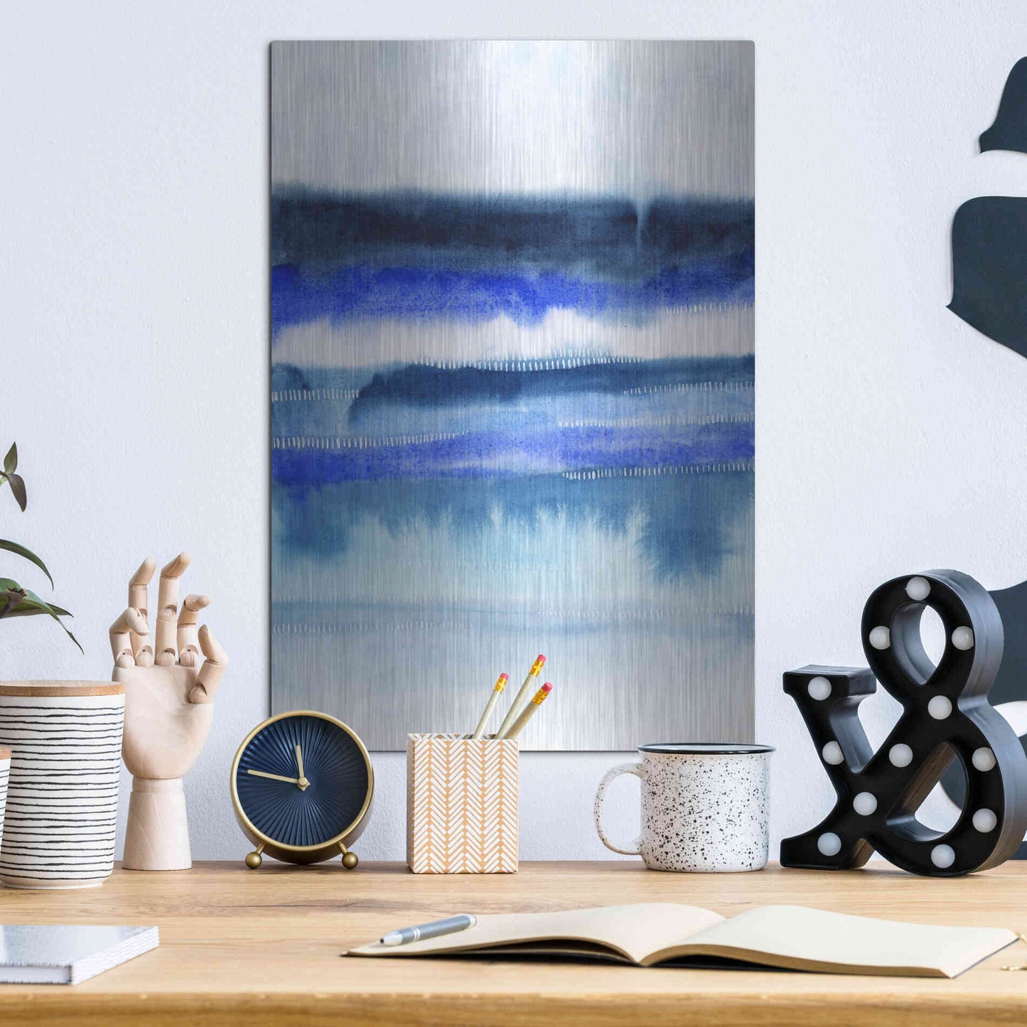 Luxe Metal Art 'Shorebreak Abstract II' by Grace Popp Metal Wall Art,12x16