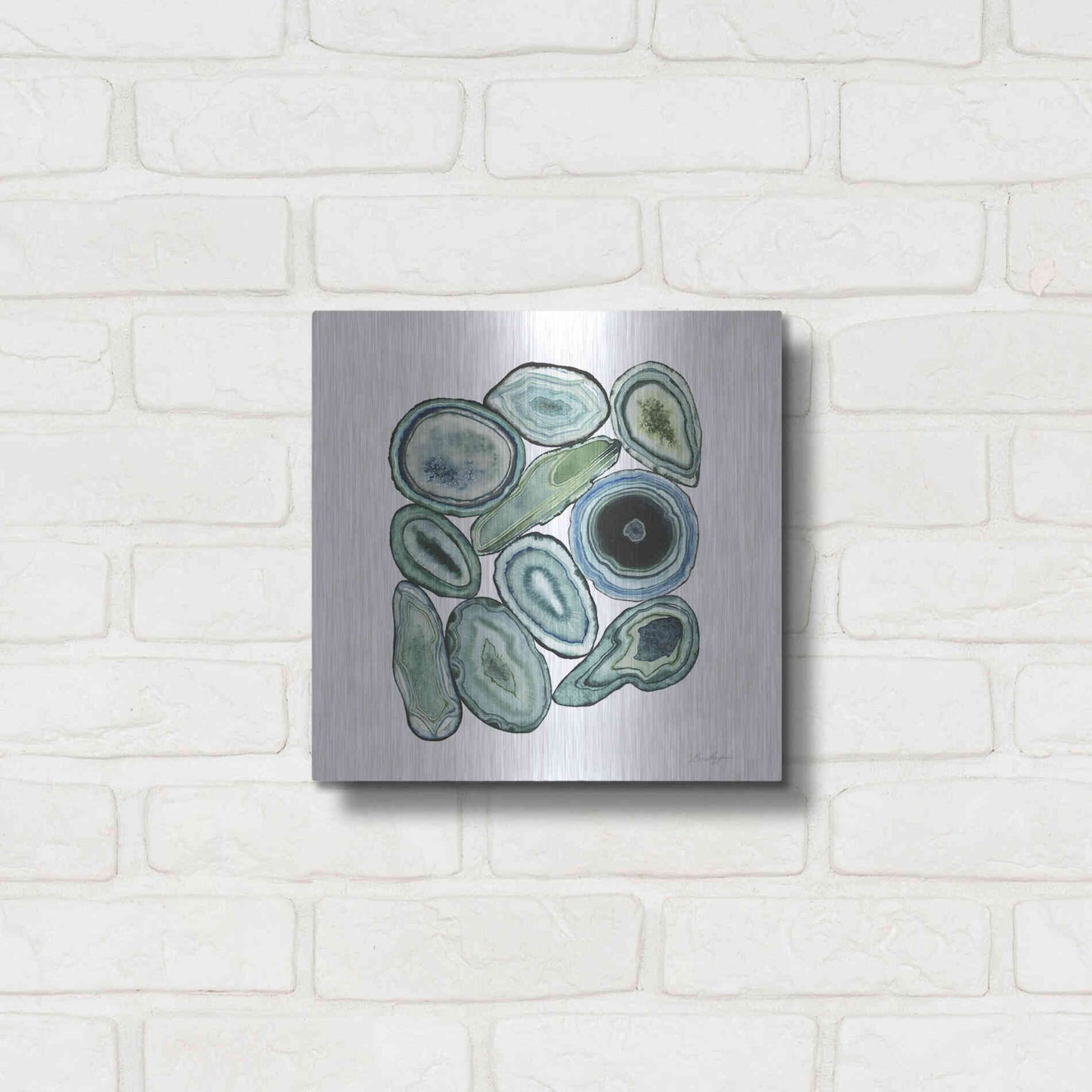 Luxe Metal Art 'Stacked Agate I' by Grace Popp Metal Wall Art,12x12