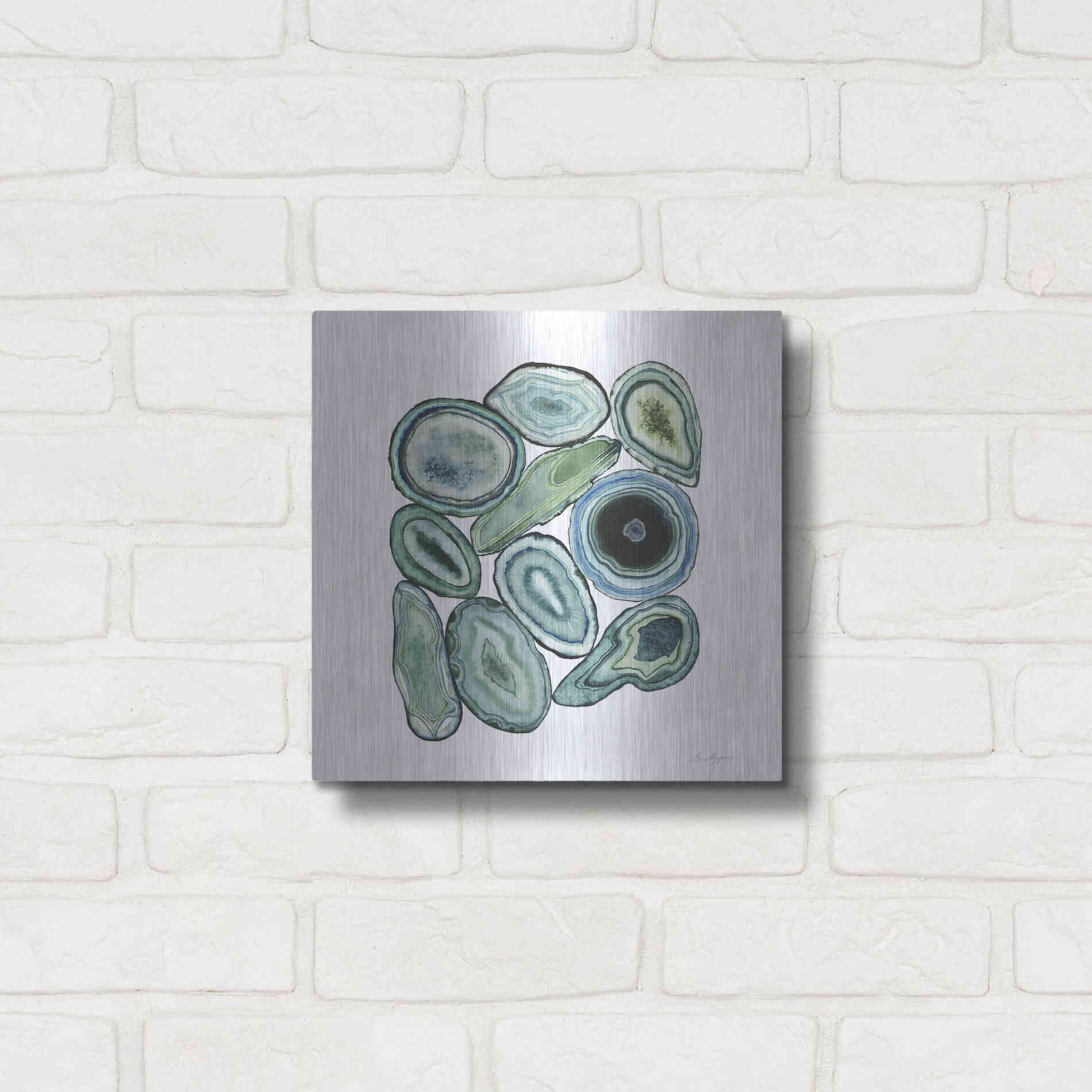 Luxe Metal Art 'Stacked Agate I' by Grace Popp Metal Wall Art,12x12