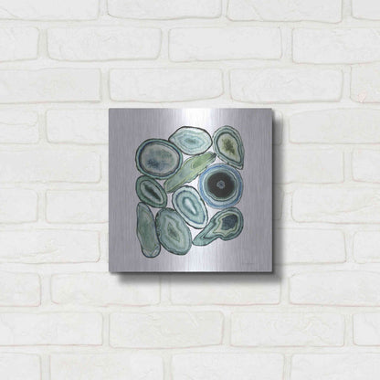 Luxe Metal Art 'Stacked Agate I' by Grace Popp Metal Wall Art,12x12