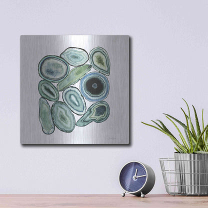 Luxe Metal Art 'Stacked Agate I' by Grace Popp Metal Wall Art,12x12