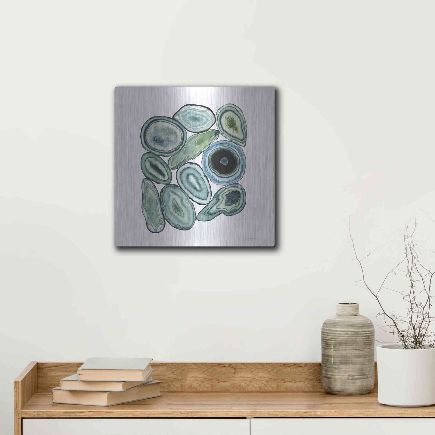 Luxe Metal Art 'Stacked Agate I' by Grace Popp Metal Wall Art,12x12