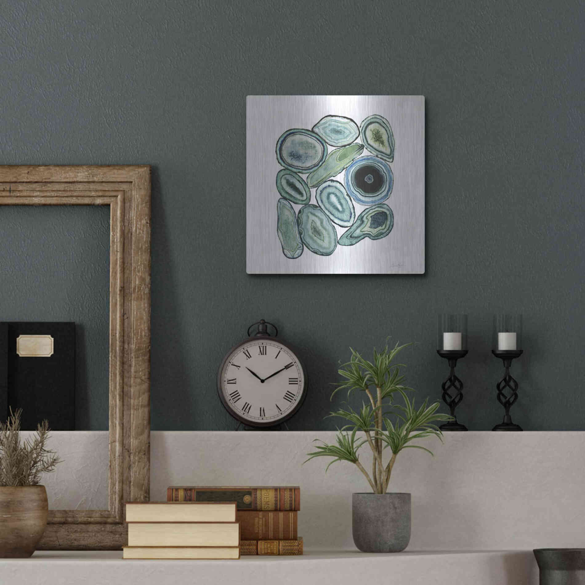 Luxe Metal Art 'Stacked Agate I' by Grace Popp Metal Wall Art,12x12