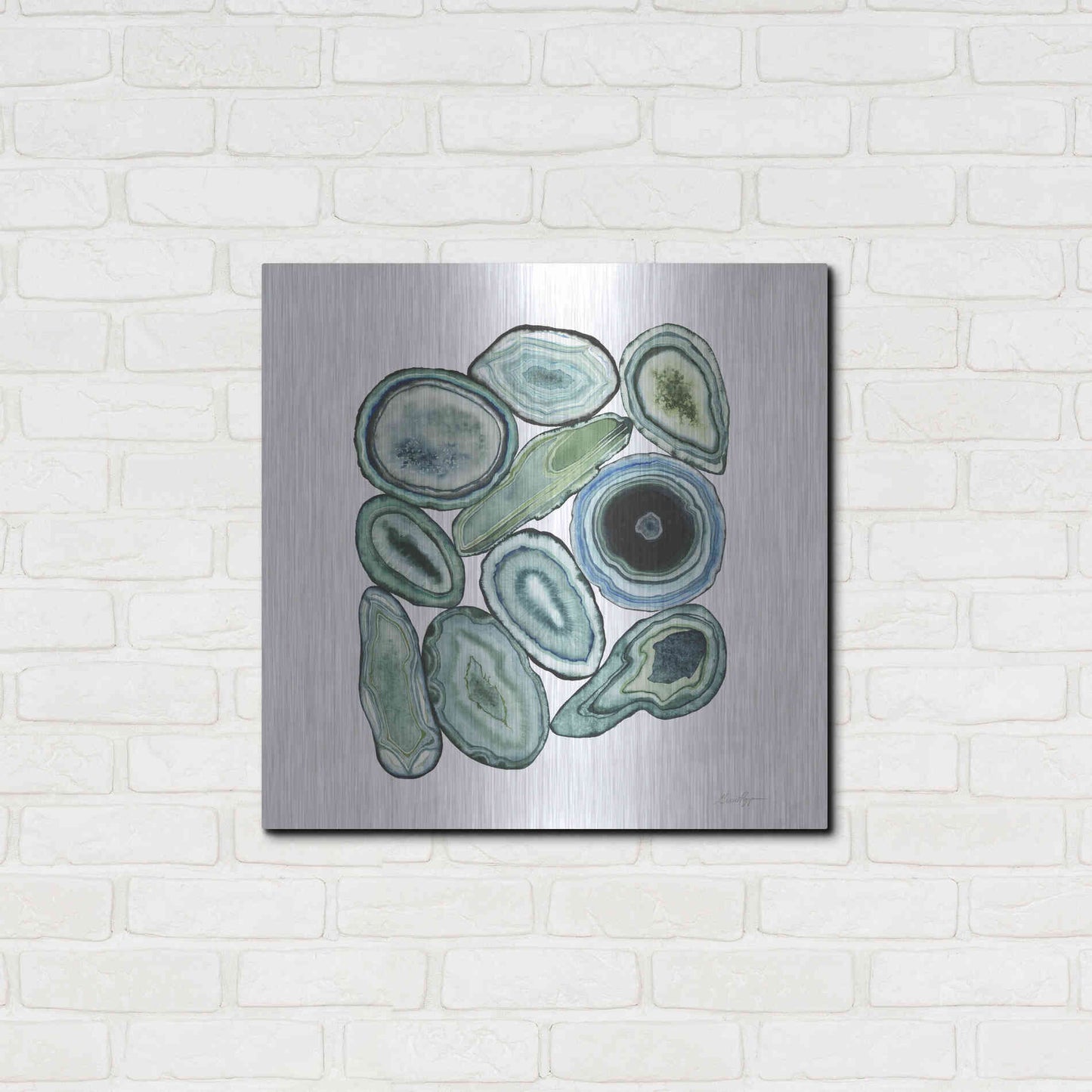 Luxe Metal Art 'Stacked Agate I' by Grace Popp Metal Wall Art,24x24