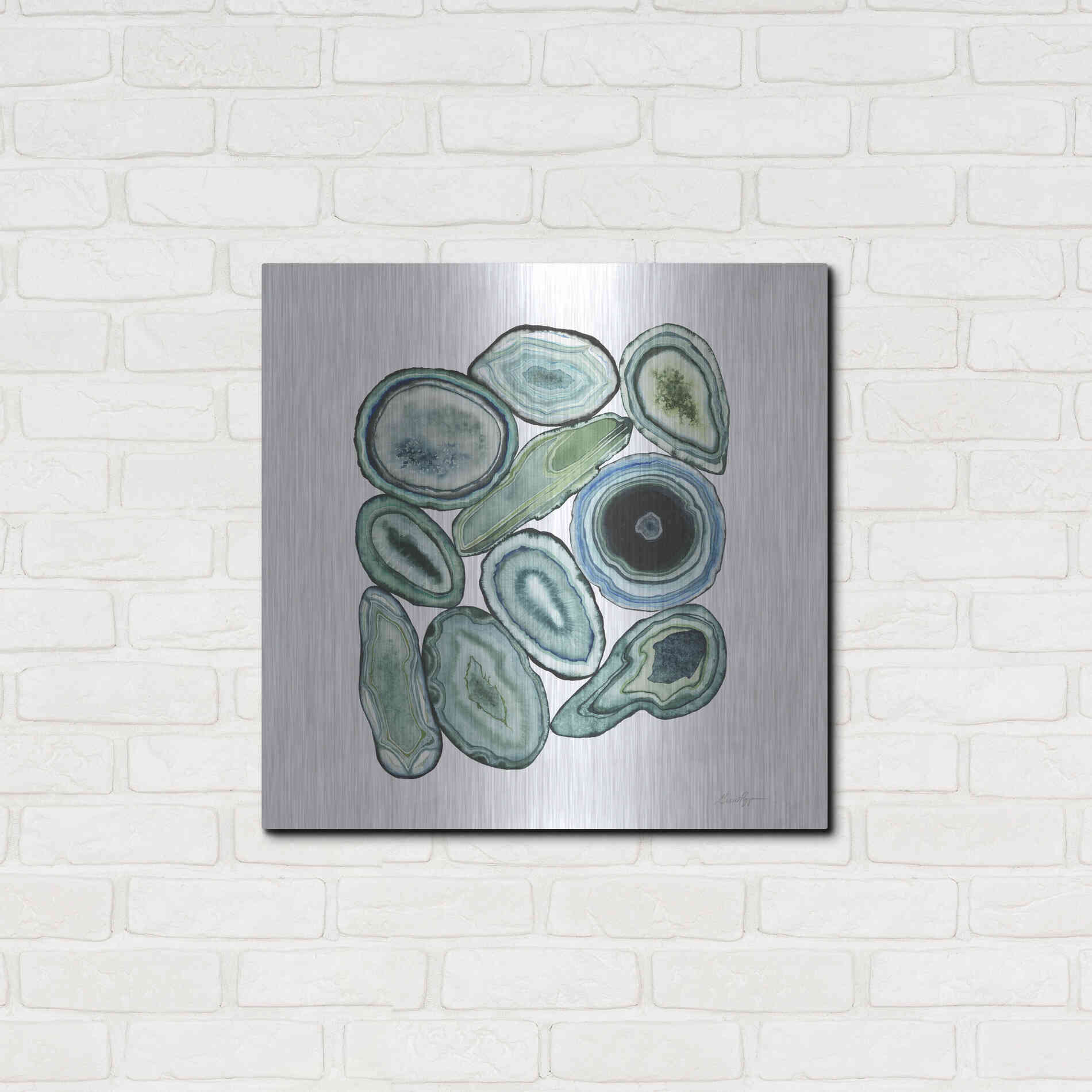 Luxe Metal Art 'Stacked Agate I' by Grace Popp Metal Wall Art,24x24