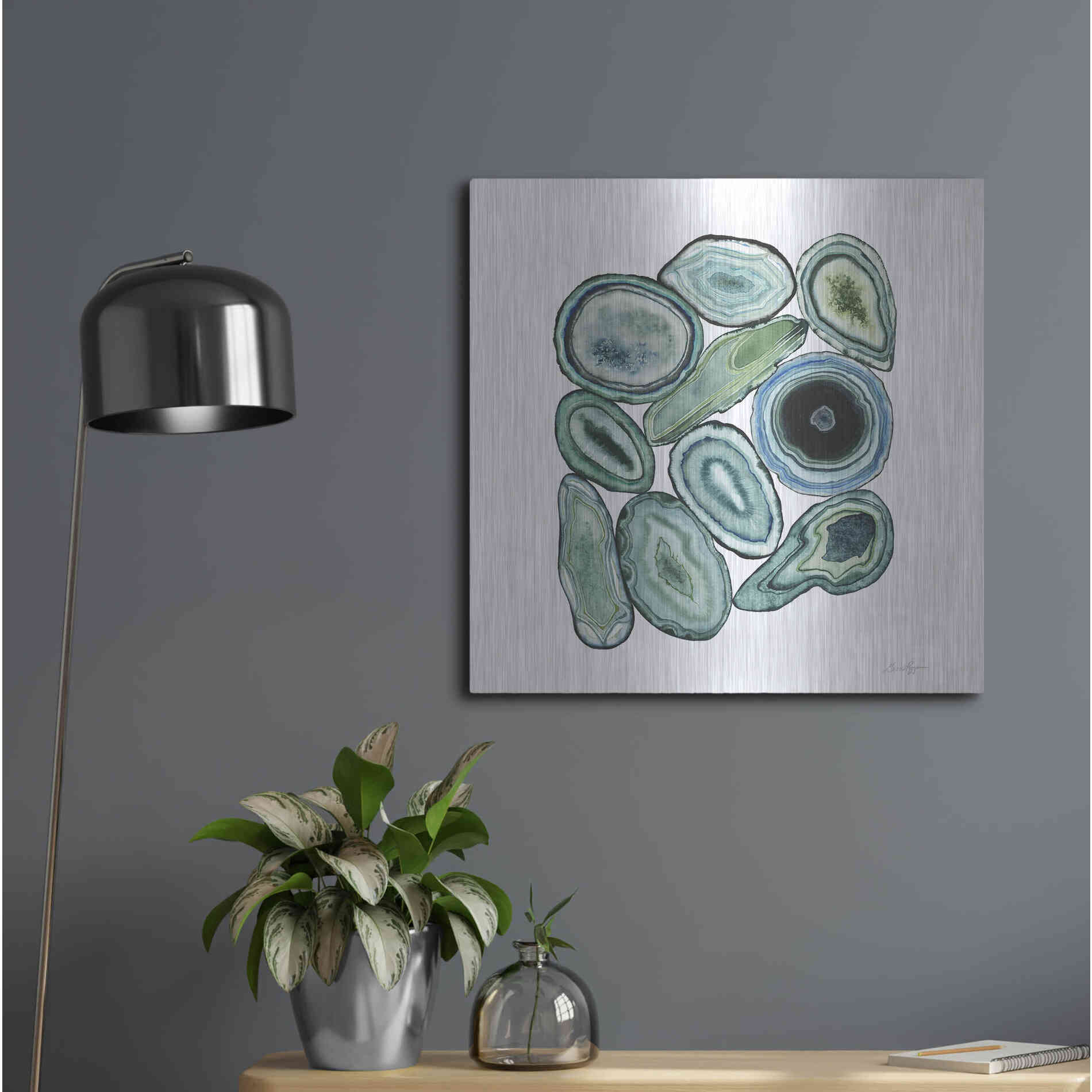 Luxe Metal Art 'Stacked Agate I' by Grace Popp Metal Wall Art,24x24