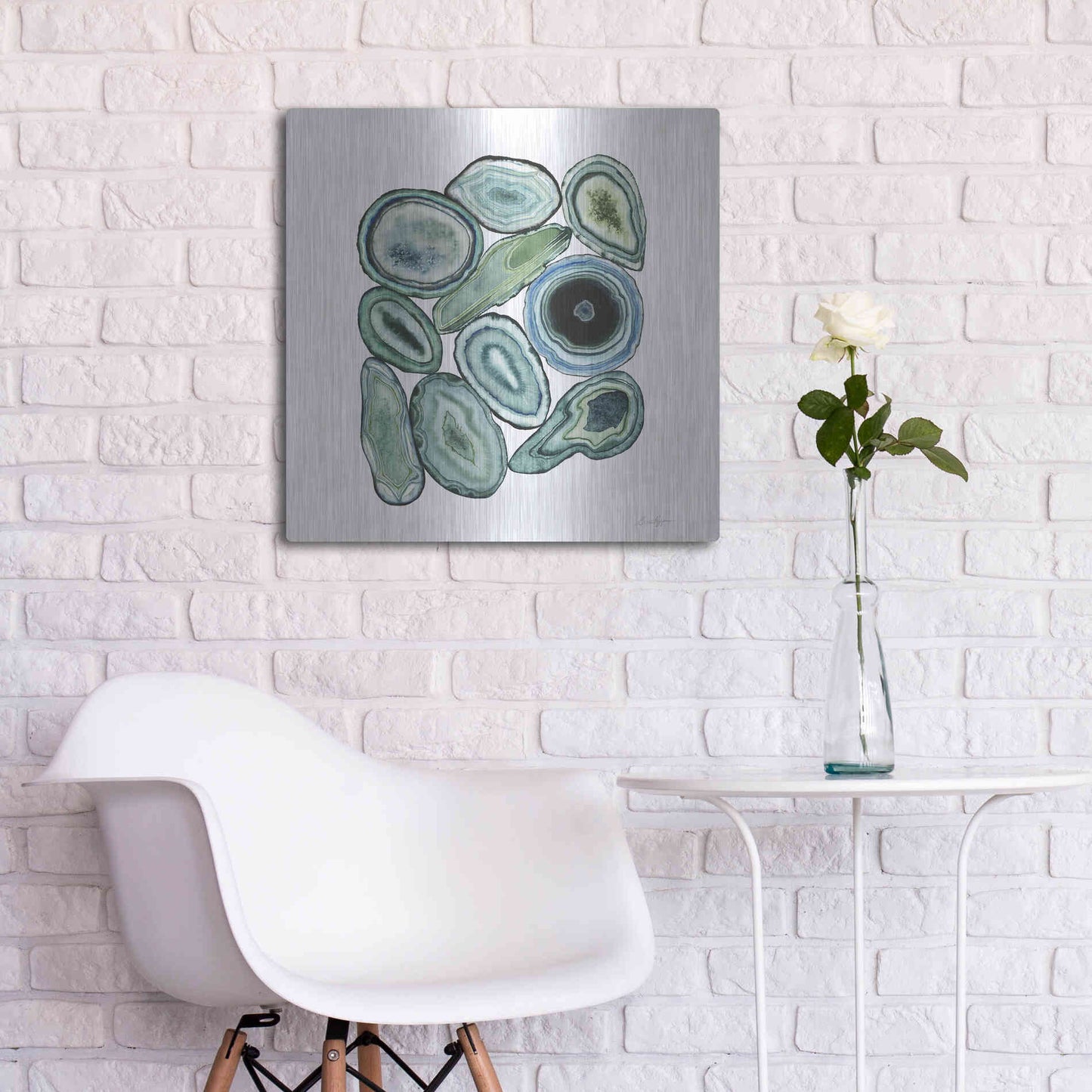 Luxe Metal Art 'Stacked Agate I' by Grace Popp Metal Wall Art,24x24
