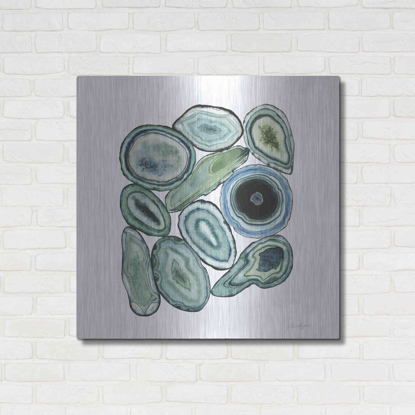 Luxe Metal Art 'Stacked Agate I' by Grace Popp Metal Wall Art,36x36