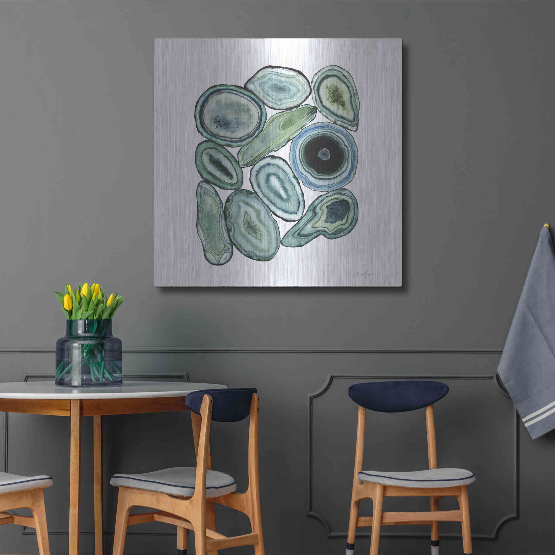 Luxe Metal Art 'Stacked Agate I' by Grace Popp Metal Wall Art,36x36