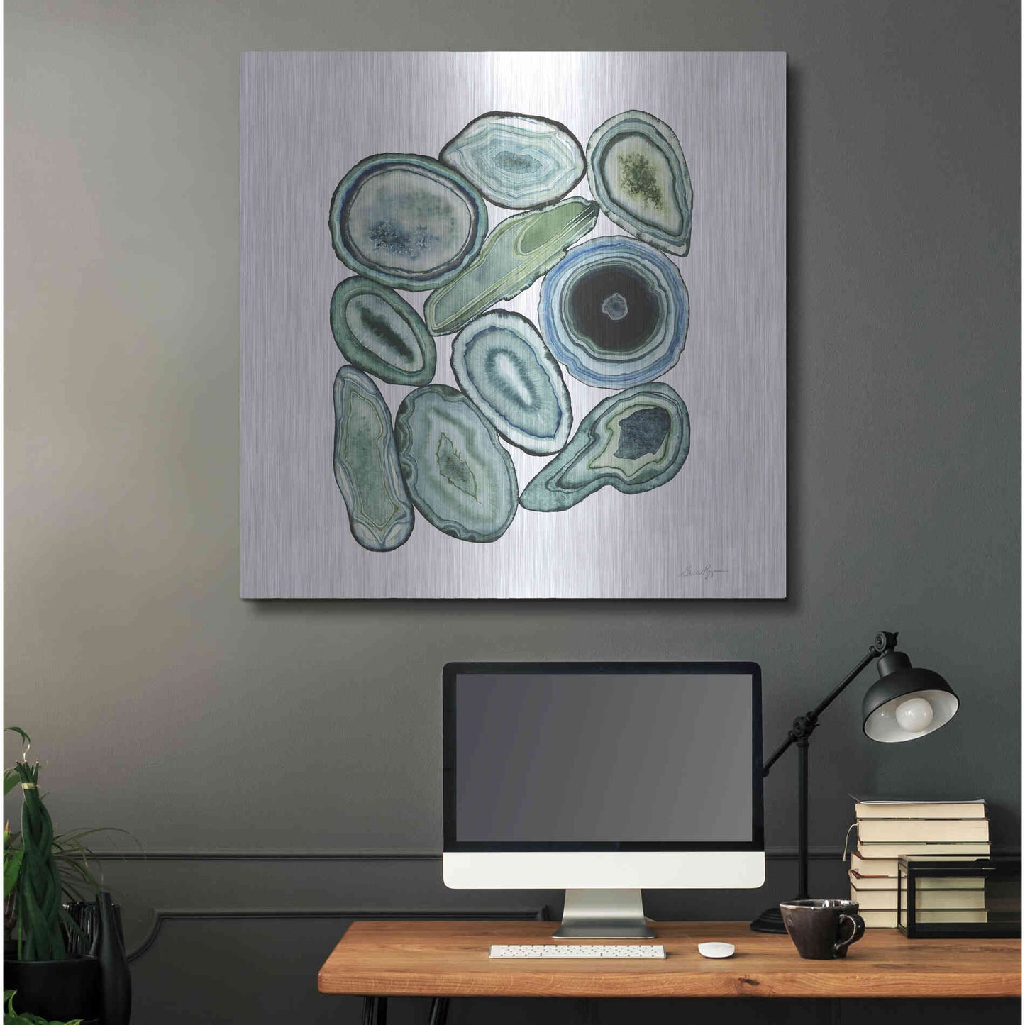 Luxe Metal Art 'Stacked Agate I' by Grace Popp Metal Wall Art,36x36