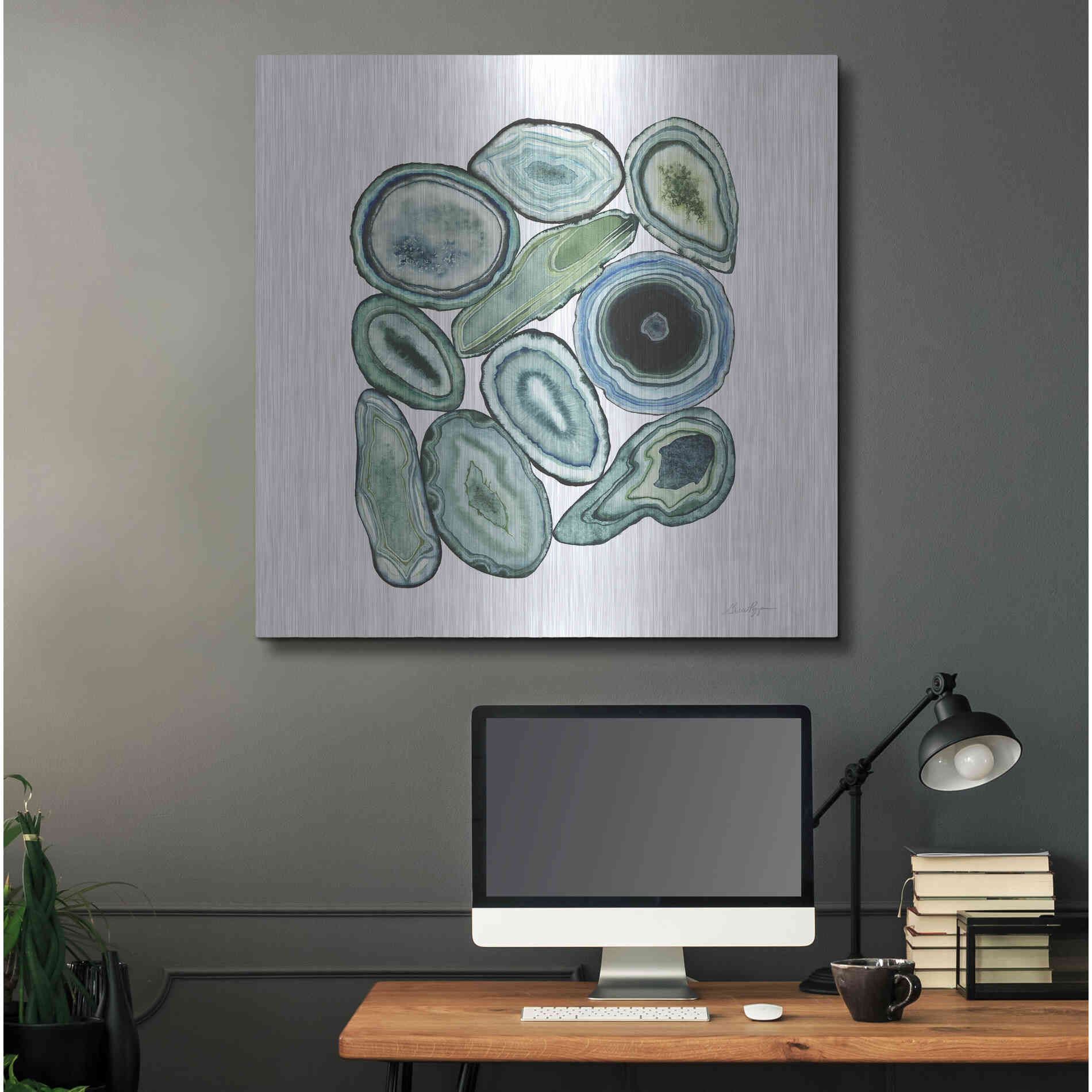 Luxe Metal Art 'Stacked Agate I' by Grace Popp Metal Wall Art,36x36