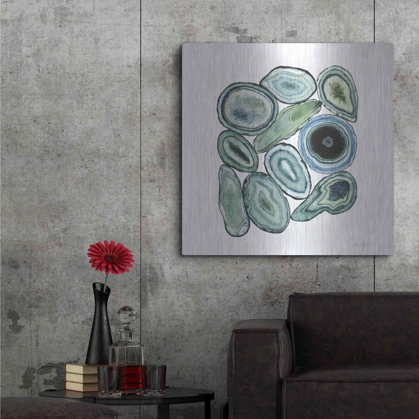 Luxe Metal Art 'Stacked Agate I' by Grace Popp Metal Wall Art,36x36