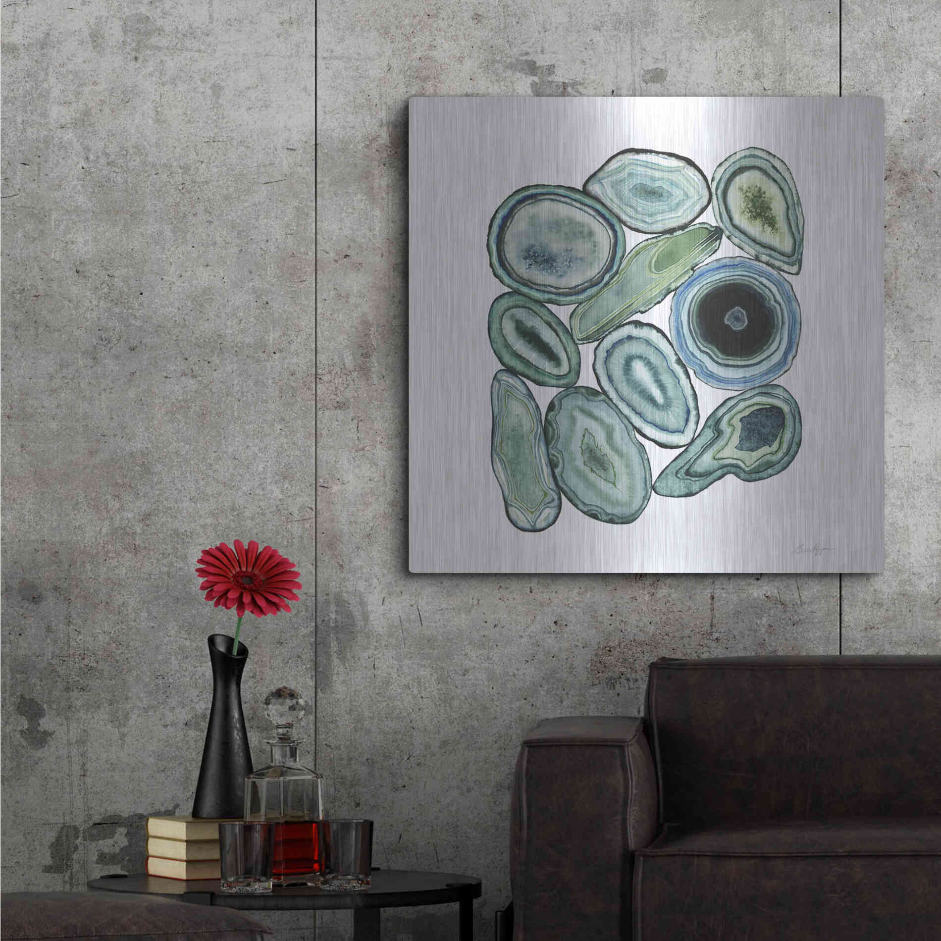 Luxe Metal Art 'Stacked Agate I' by Grace Popp Metal Wall Art,36x36