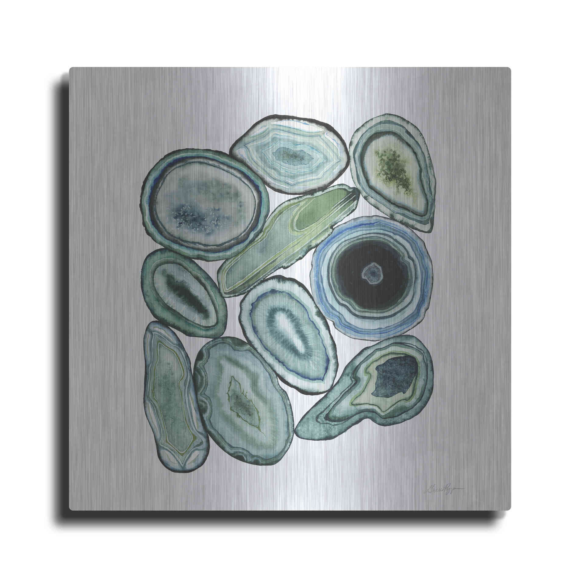 Luxe Metal Art 'Stacked Agate I' by Grace Popp Metal Wall Art