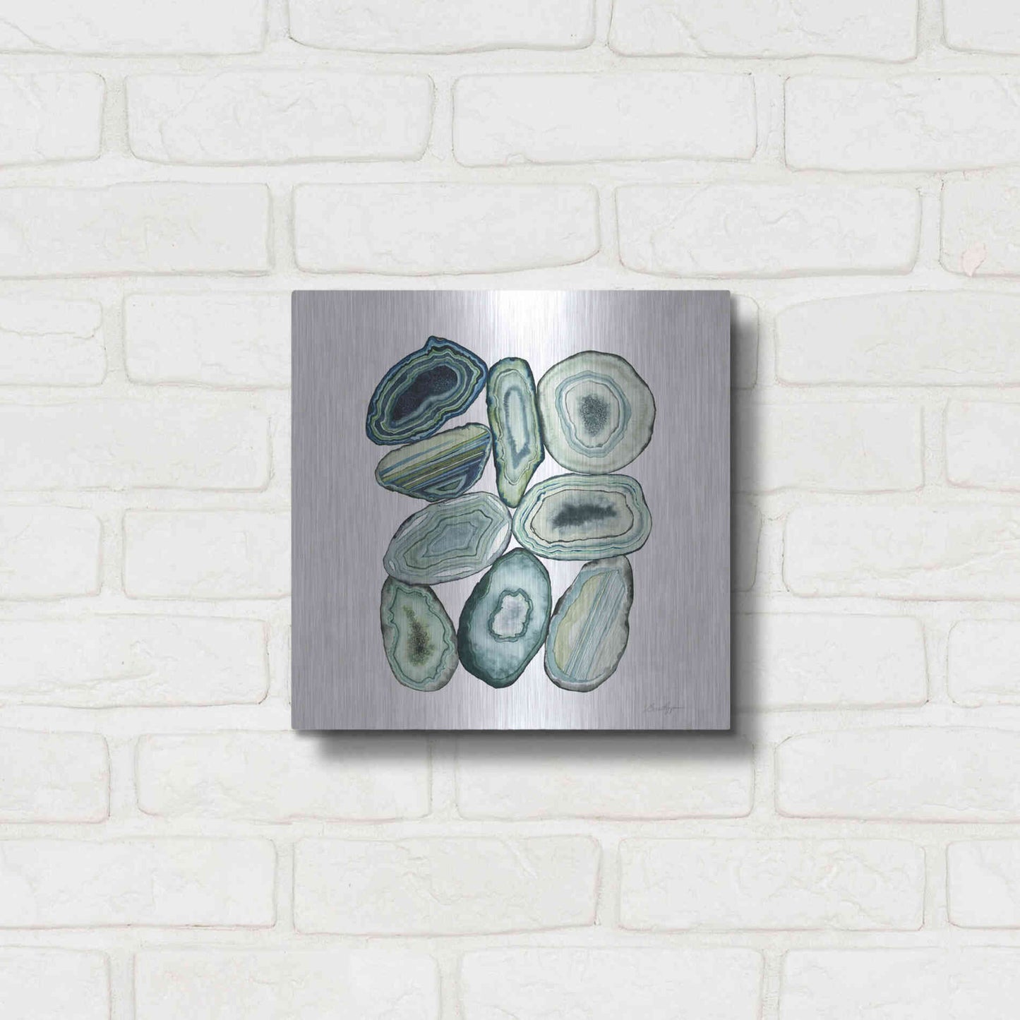 Luxe Metal Art 'Stacked Agate II' by Grace Popp Metal Wall Art,12x12