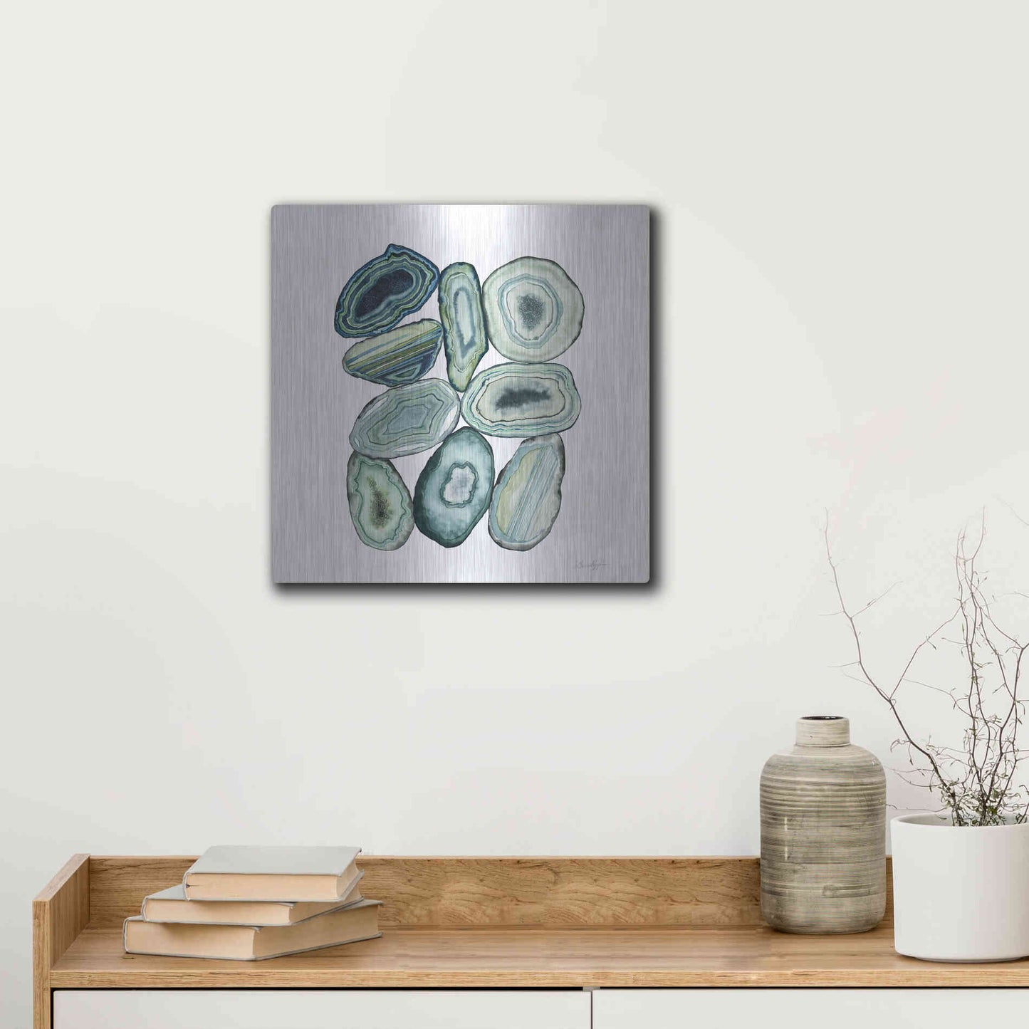Luxe Metal Art 'Stacked Agate II' by Grace Popp Metal Wall Art,12x12