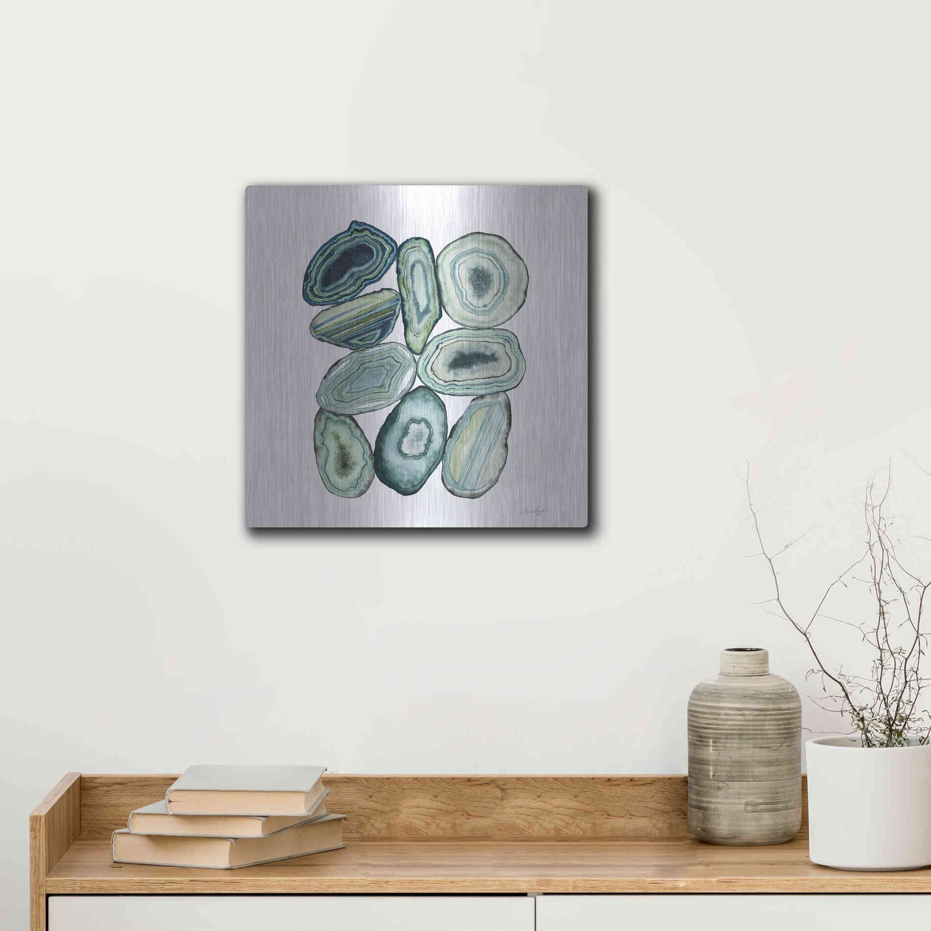 Luxe Metal Art 'Stacked Agate II' by Grace Popp Metal Wall Art,12x12