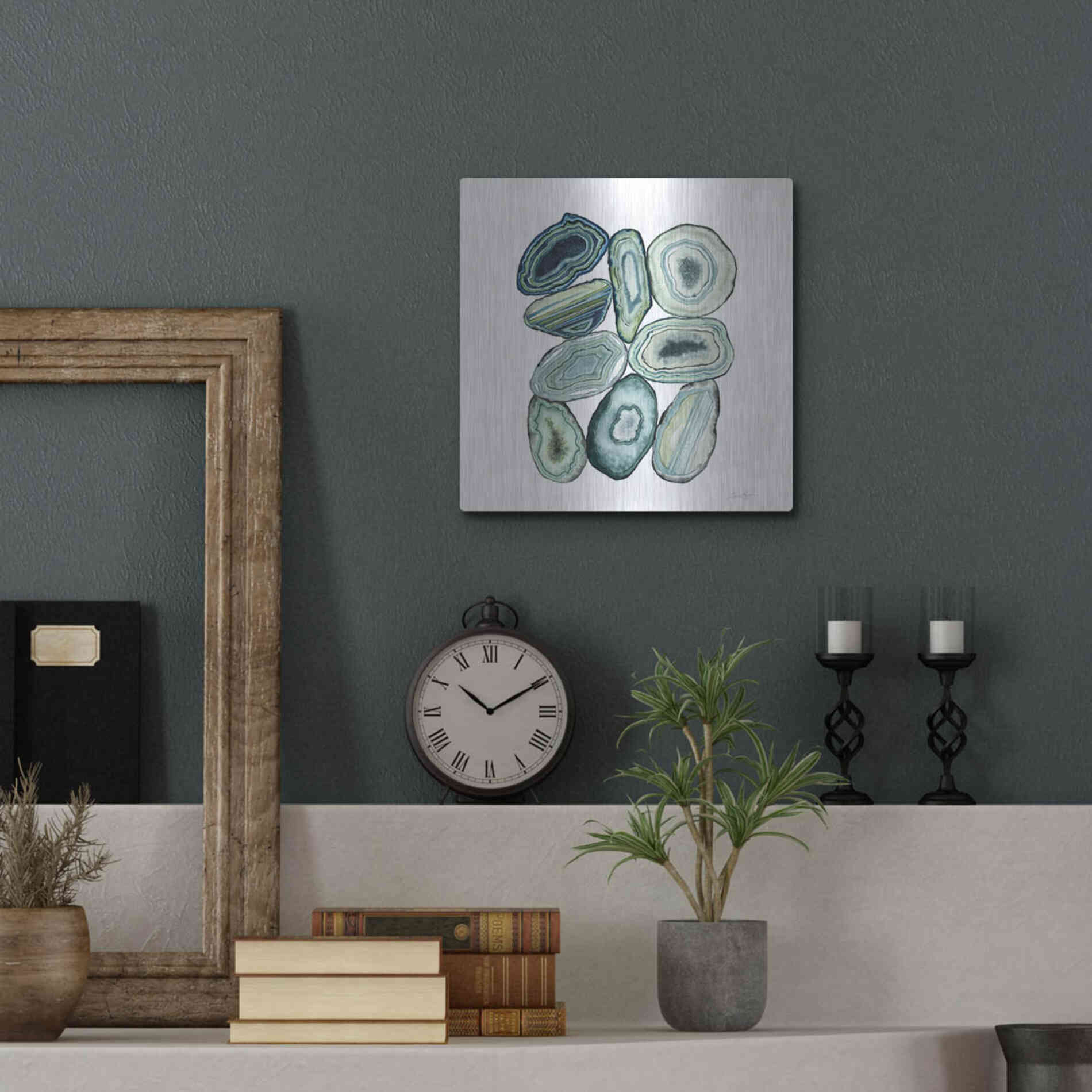 Luxe Metal Art 'Stacked Agate II' by Grace Popp Metal Wall Art,12x12