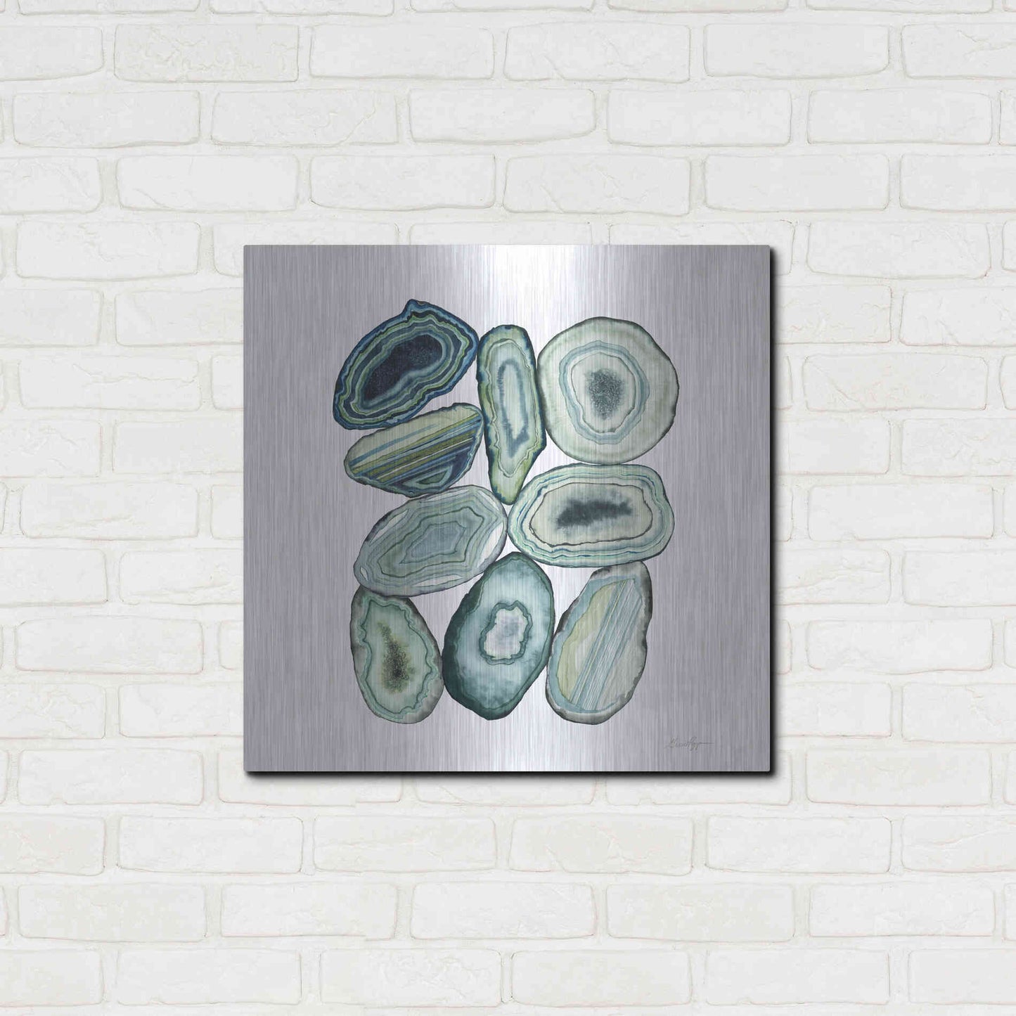 Luxe Metal Art 'Stacked Agate II' by Grace Popp Metal Wall Art,24x24