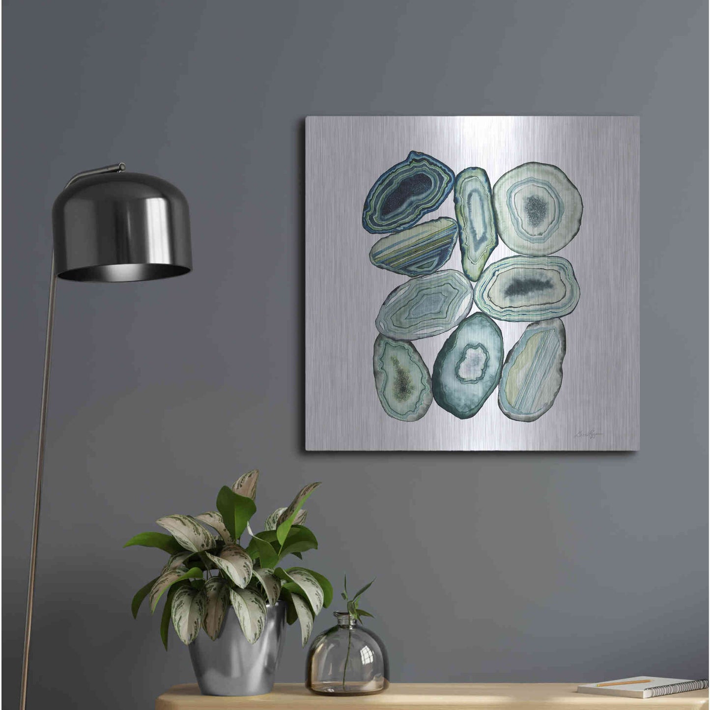 Luxe Metal Art 'Stacked Agate II' by Grace Popp Metal Wall Art,24x24