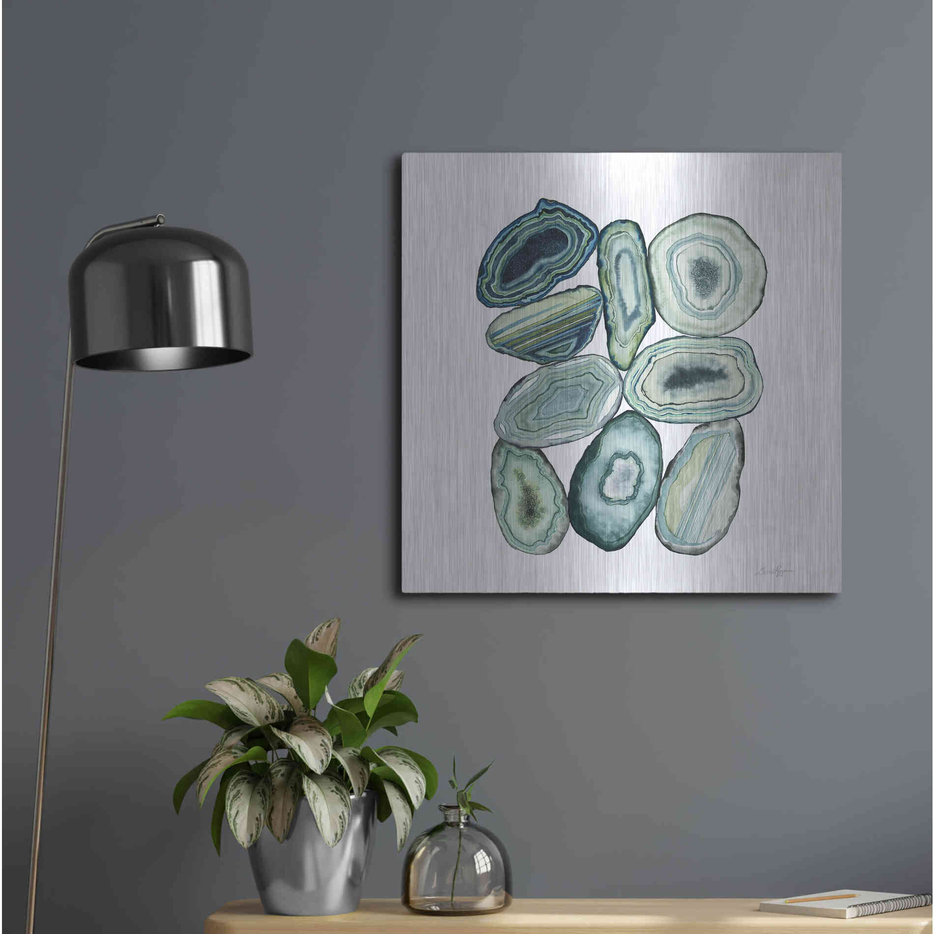 Luxe Metal Art 'Stacked Agate II' by Grace Popp Metal Wall Art,24x24