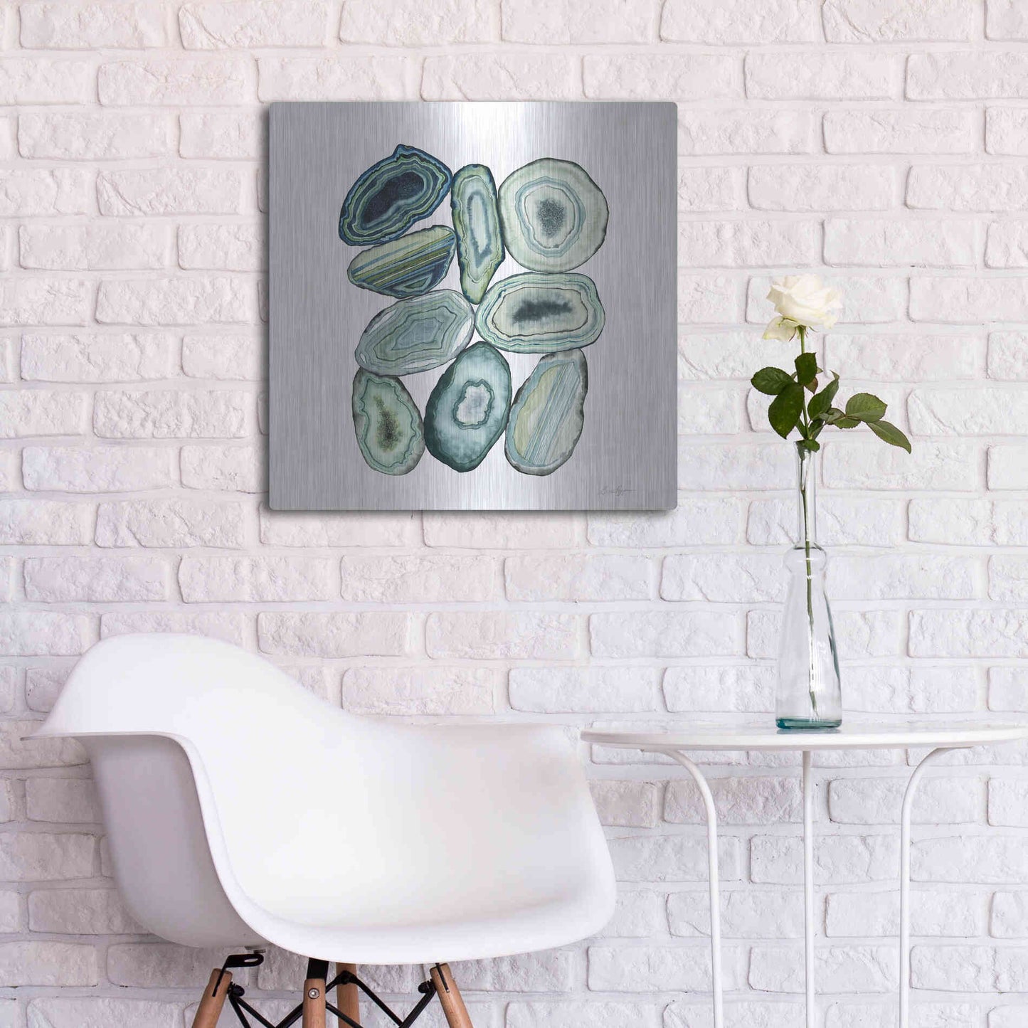 Luxe Metal Art 'Stacked Agate II' by Grace Popp Metal Wall Art,24x24